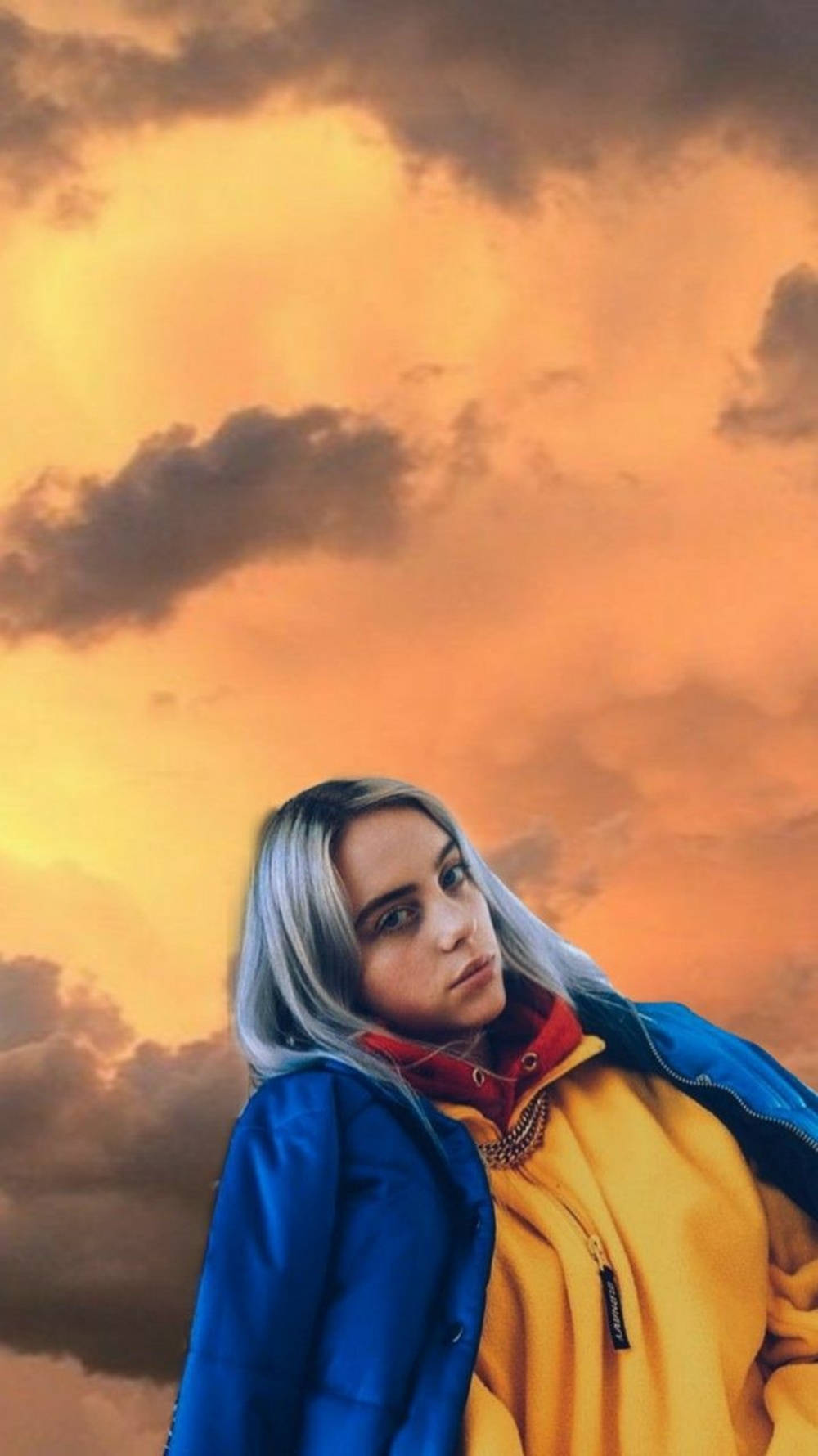 Billie Eilish, silver hair, blue jacket, HD Phone Wallpaper