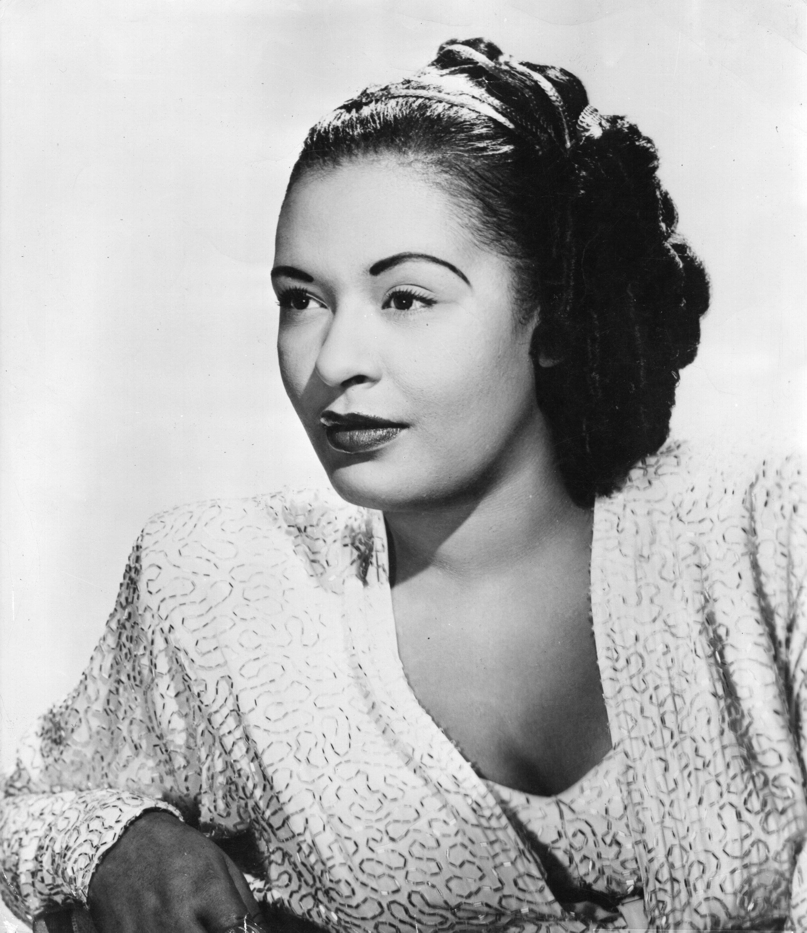 Billie Holiday, black and white, vintage portrait, 2K Phone Wallpaper