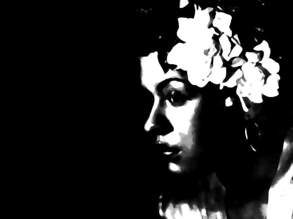 Billie Holiday, jazz singer, black and white portrait, SD Desktop Wallpaper