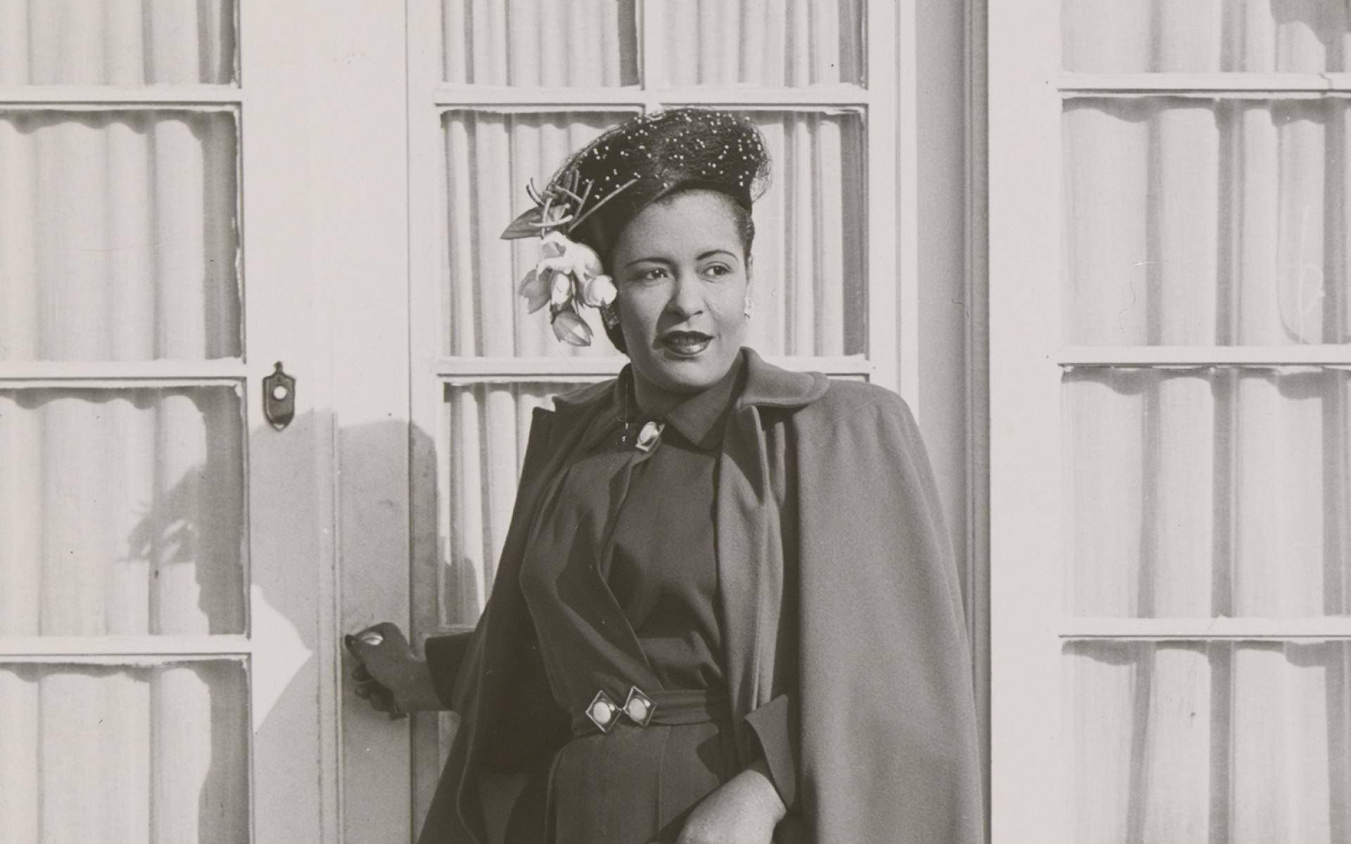 Billie Holiday, stylish hat, coat, Full HD Desktop Wallpaper