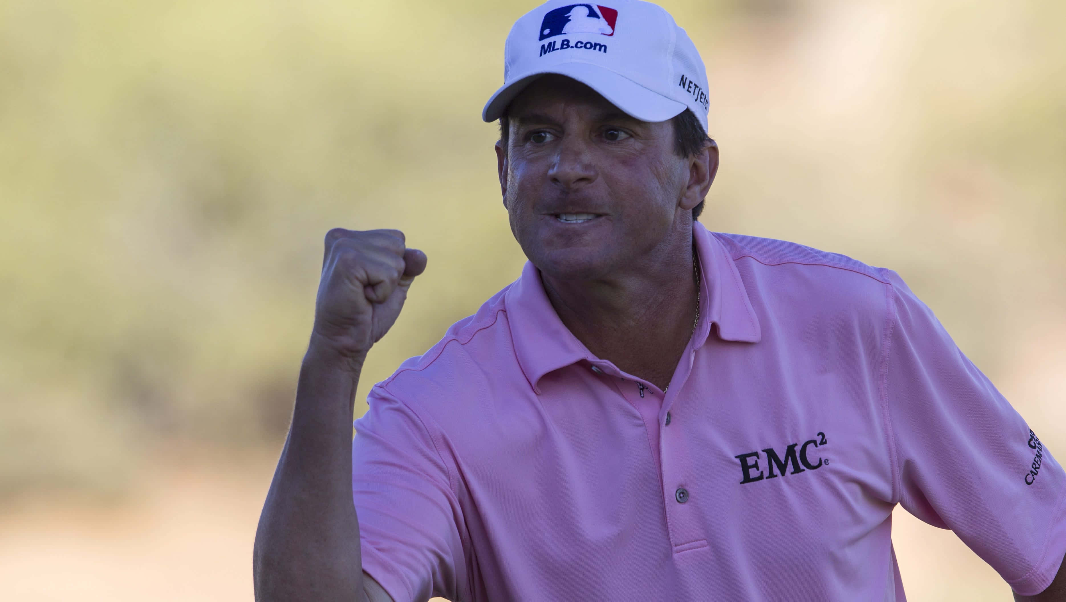 Billy Andrade, pink polo shirt, white cap, 2K Desktop Wallpaper