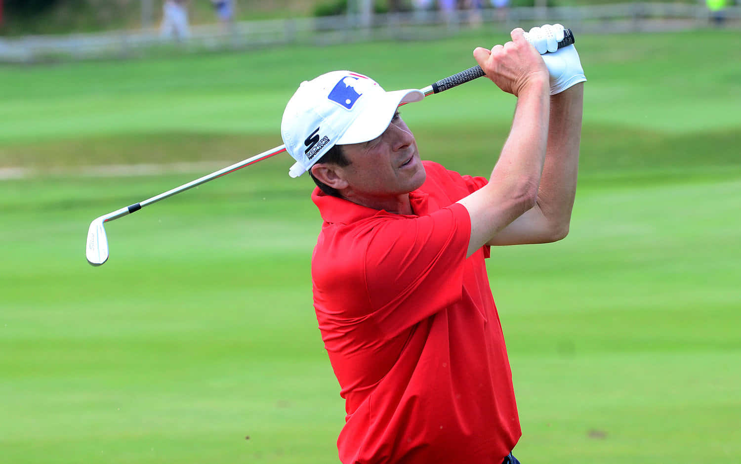 Billy Andrade, red polo shirt, white cap, HD Desktop Wallpaper