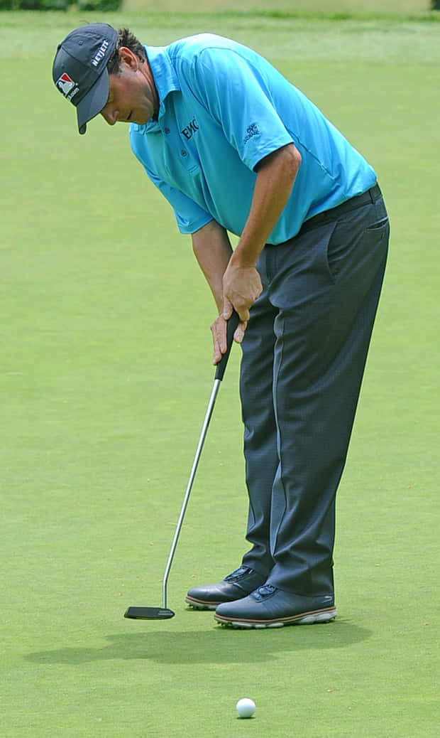 Billy Andrade, blue shirt, sunlit green, SD Phone Wallpaper