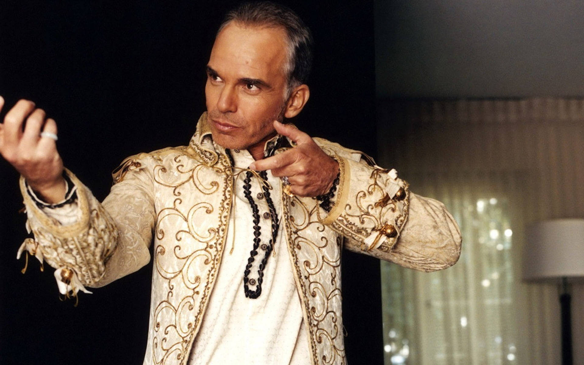 Billy Bob Thornton, cream and gold embroidered jacket, dark backdrop, Full HD Desktop Wallpaper