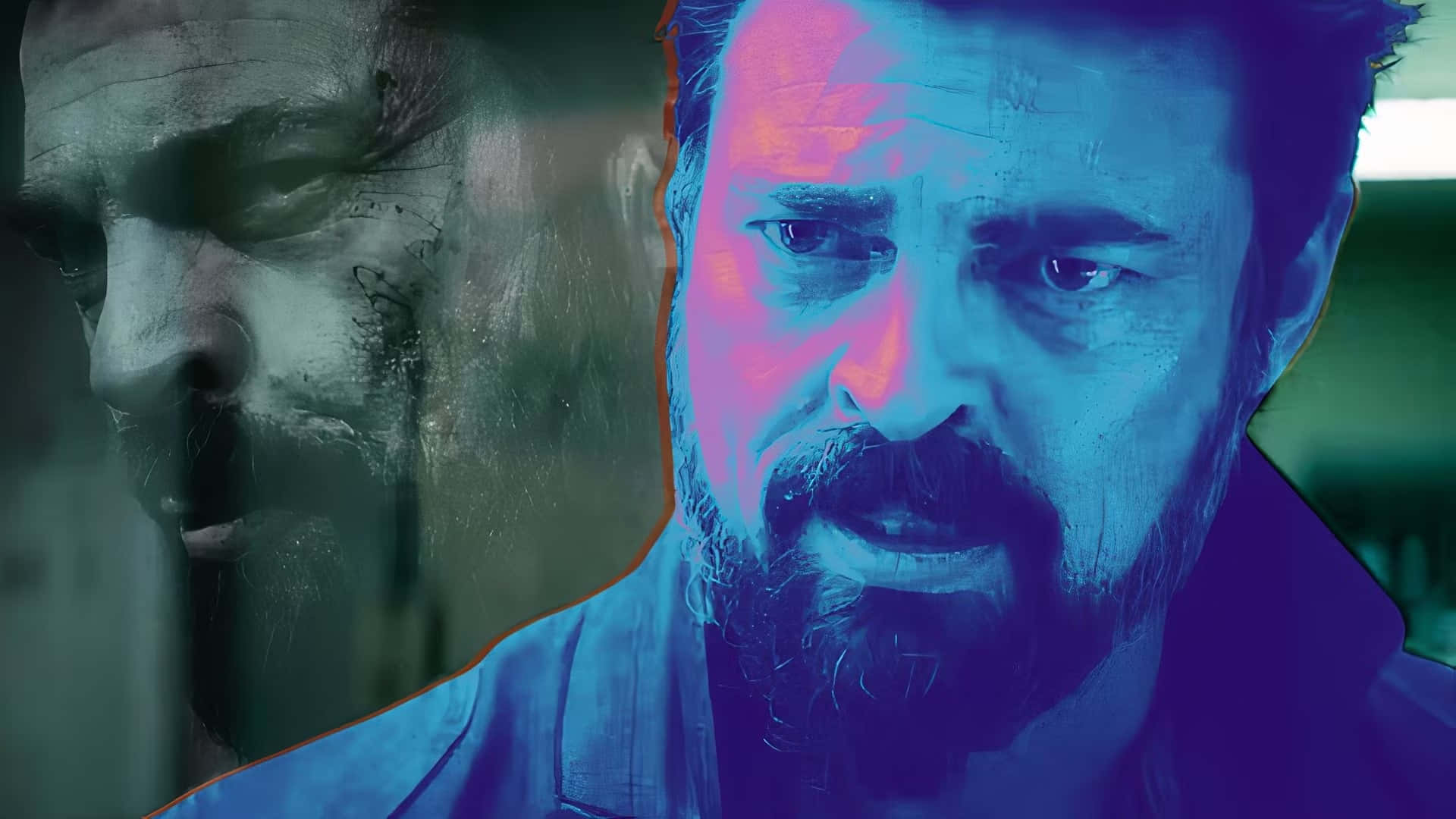 Billy Butcher, sepia, neon blue, Full HD Desktop Wallpaper