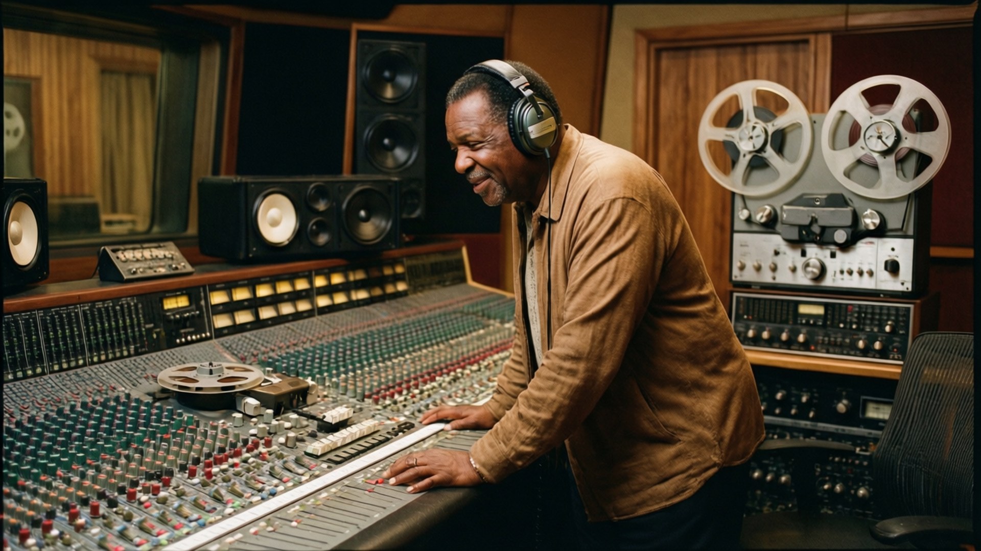 Billy Eckstine, vintage recording studio, headphones, Full HD Desktop Wallpaper