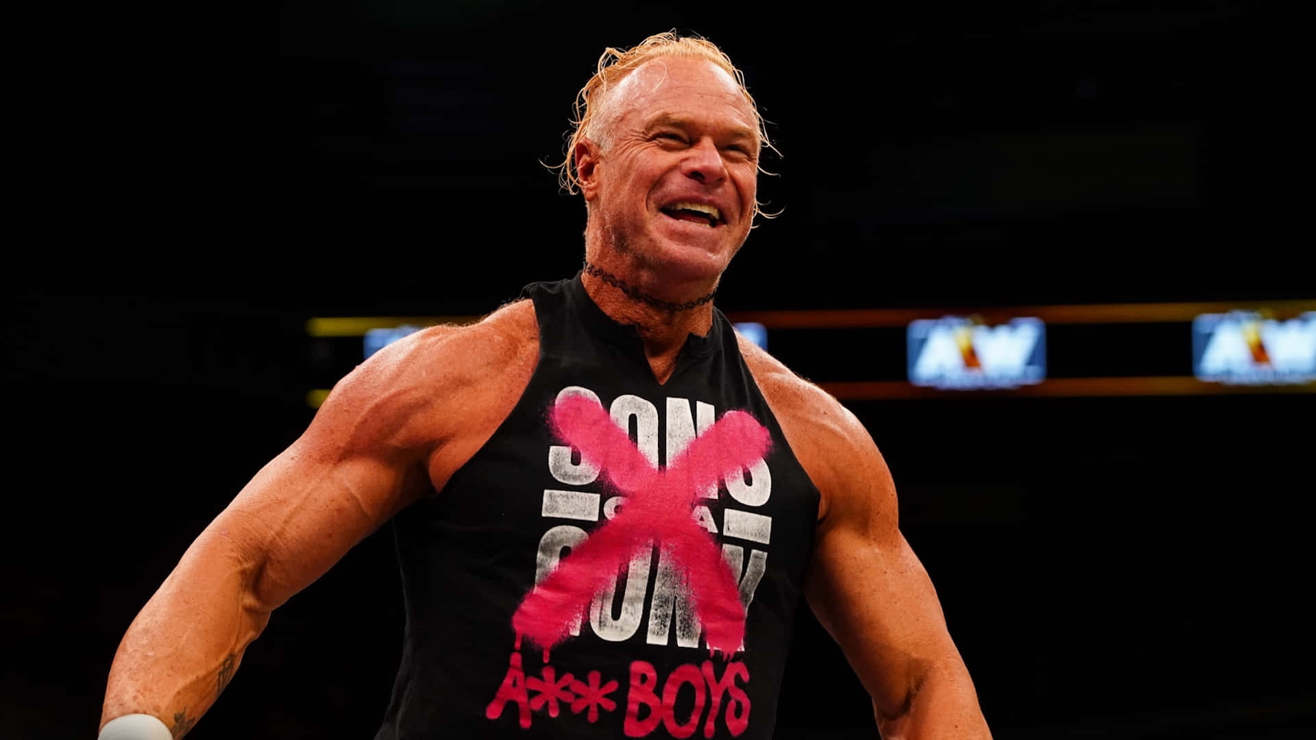 Billy Gunn, black tank top, red graffiti, Full HD Desktop Wallpaper