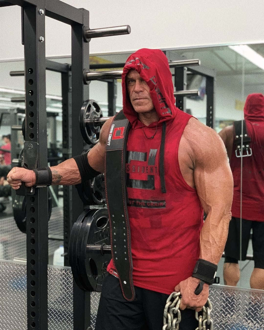Billy Gunn, red hoodie, gym, HD Phone Wallpaper