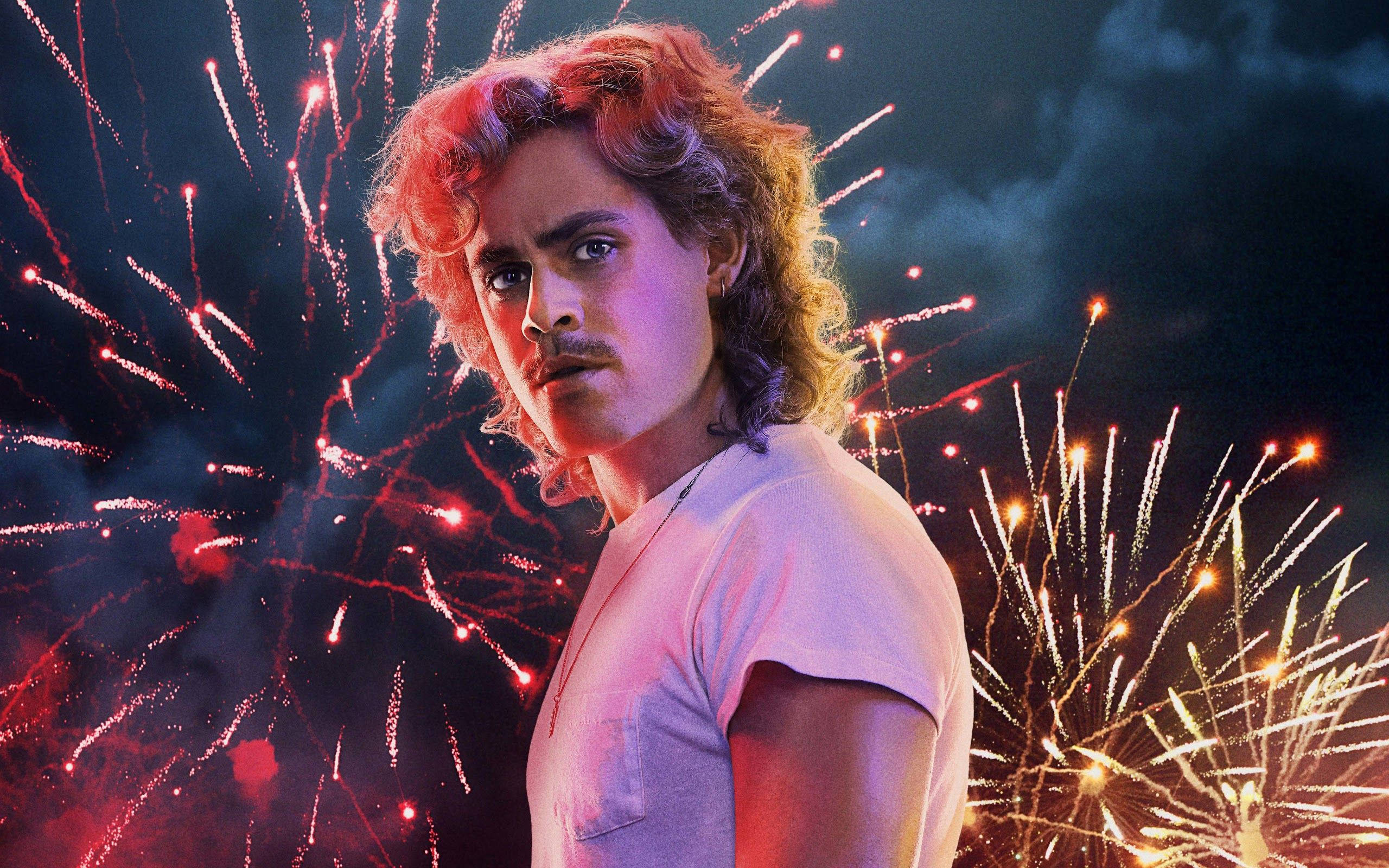 Billy Hargrove, fireworks, red, 2K Desktop Wallpaper