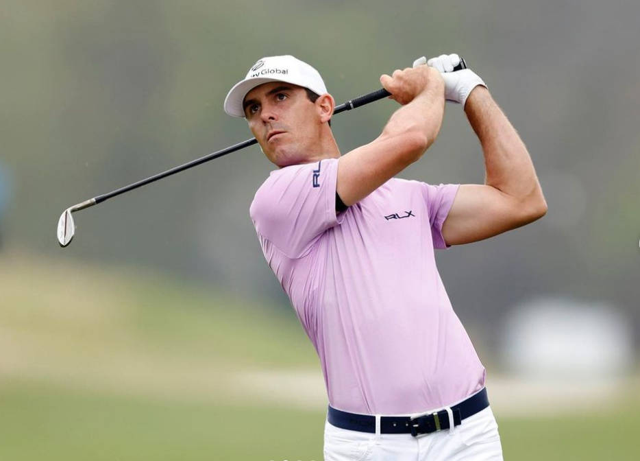 Billy Horschel, pink shirt, white cap, SD Desktop Wallpaper