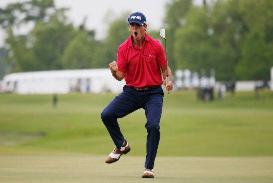 Billy Horschel, red shirt, blue cap, SD Desktop Wallpaper