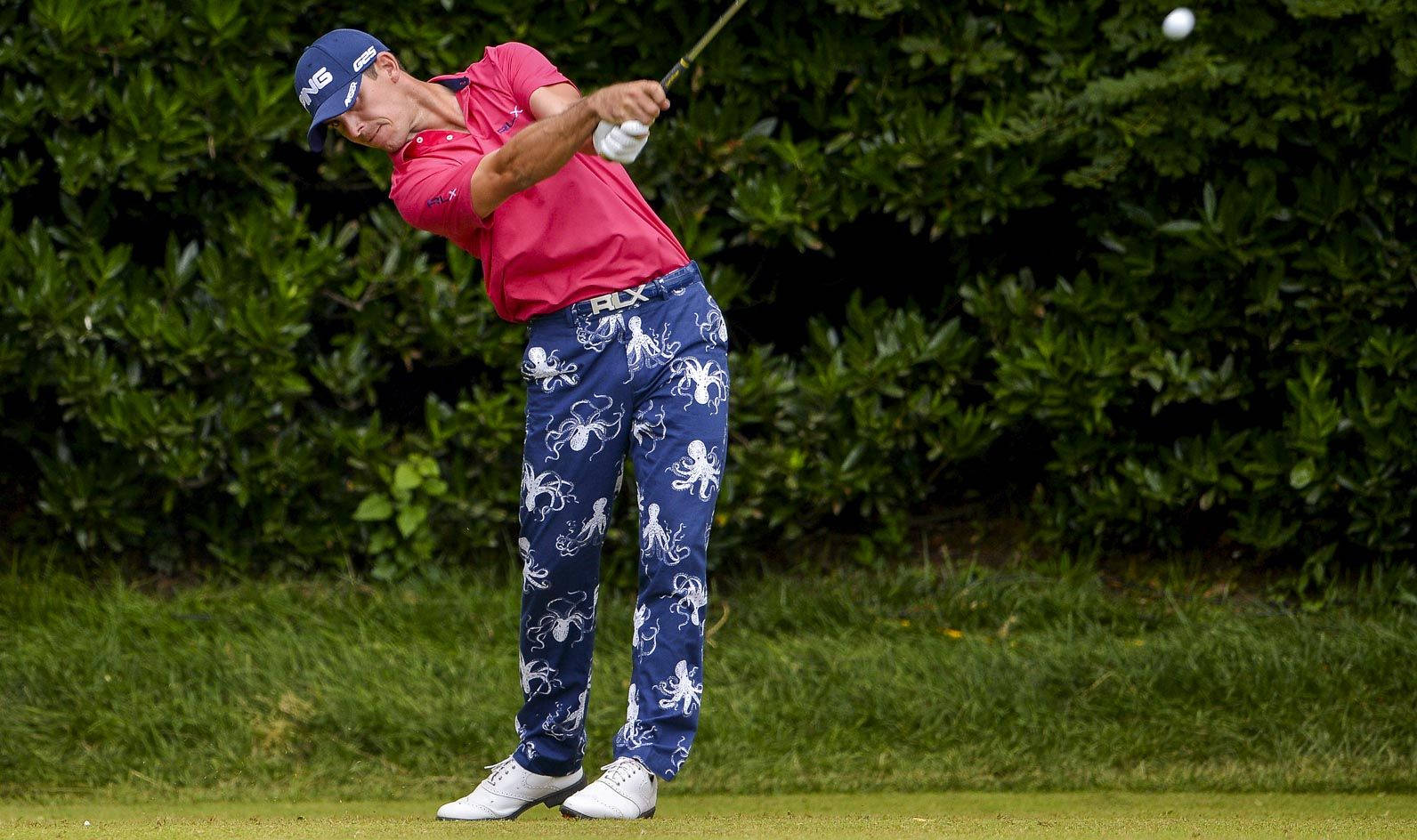 Billy Horschel, pink shirt, octopus-print pants, HD Desktop Wallpaper