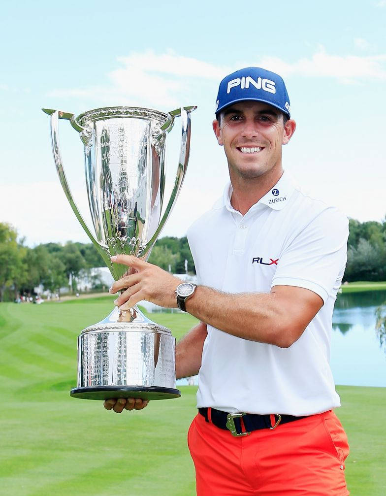 Billy Horschel, silver trophy, white polo, SD Phone Wallpaper