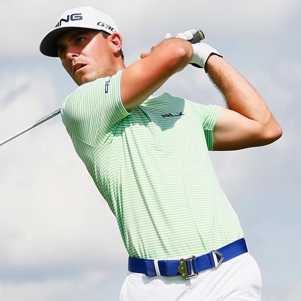Billy Horschel, green striped shirt, white cap, SD Desktop Wallpaper