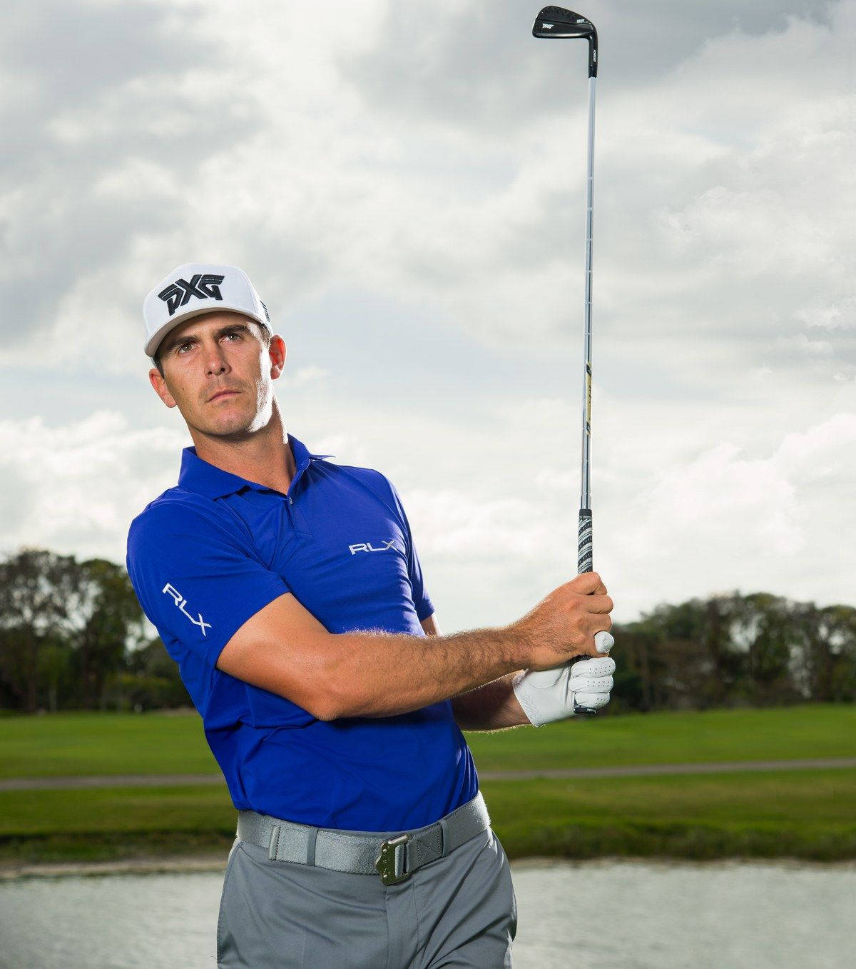 Billy Horschel, golf club, blue shirt, HD Phone Wallpaper
