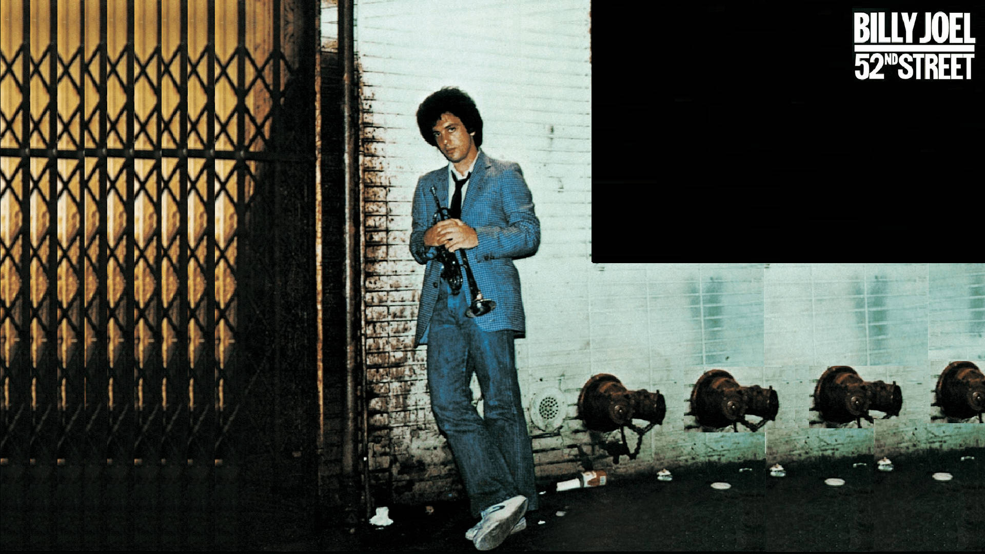 Billy Joel, blue suit, brick wall, Full HD Desktop Wallpaper