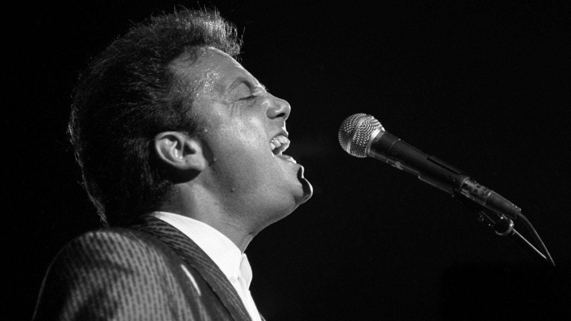 Billy Joel, black and white, close-up, Full HD Desktop Wallpaper