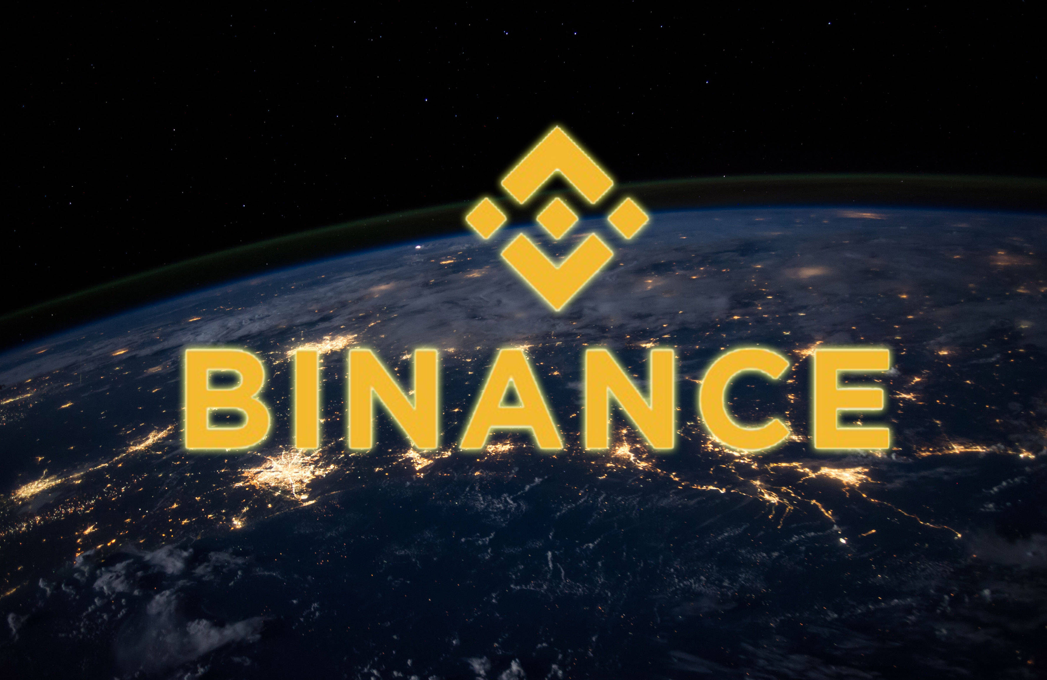 Binance, Earth, night, 2K Desktop Wallpaper