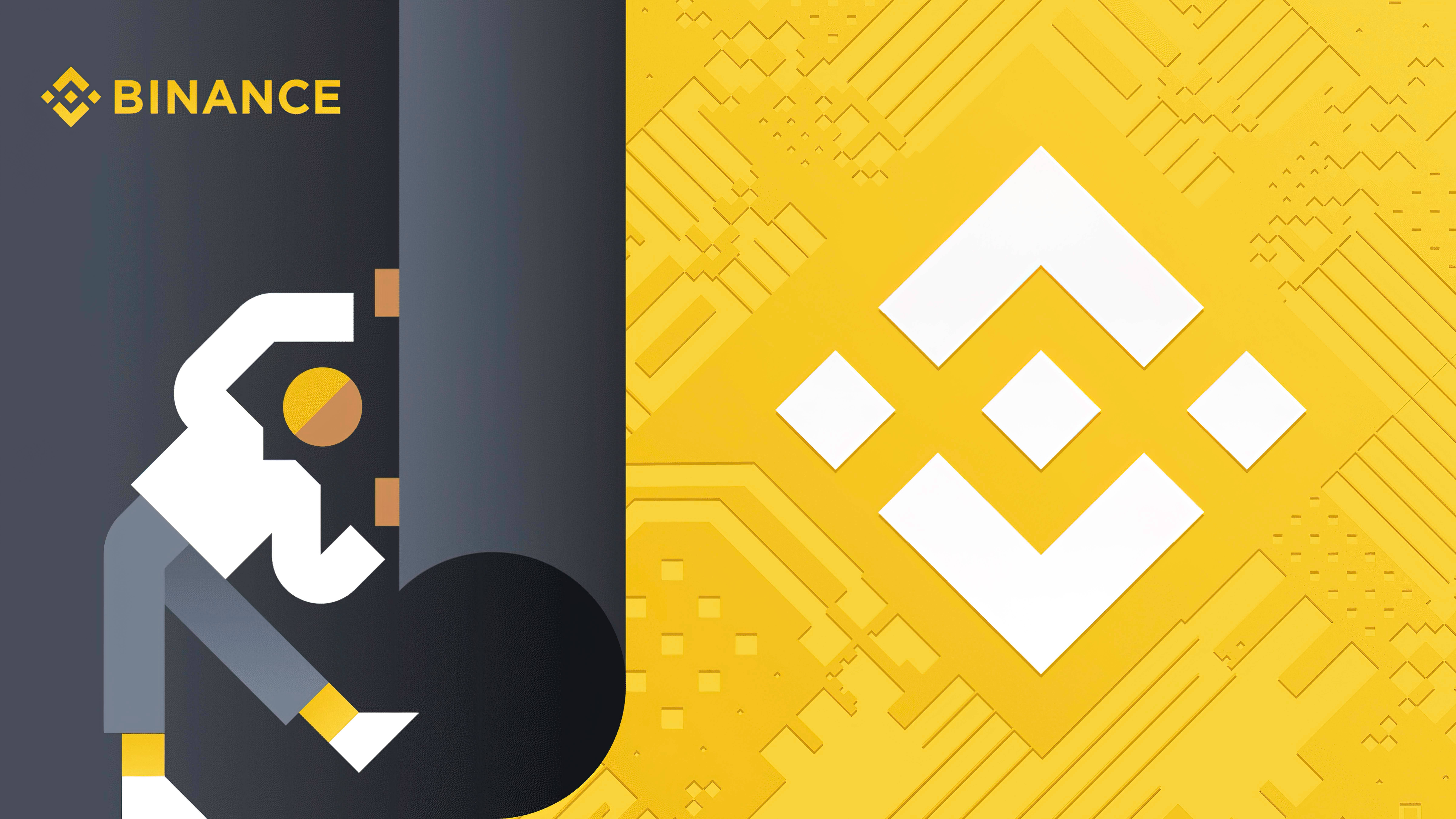 Binance, vector art, dark gray, 8K Desktop Wallpaper