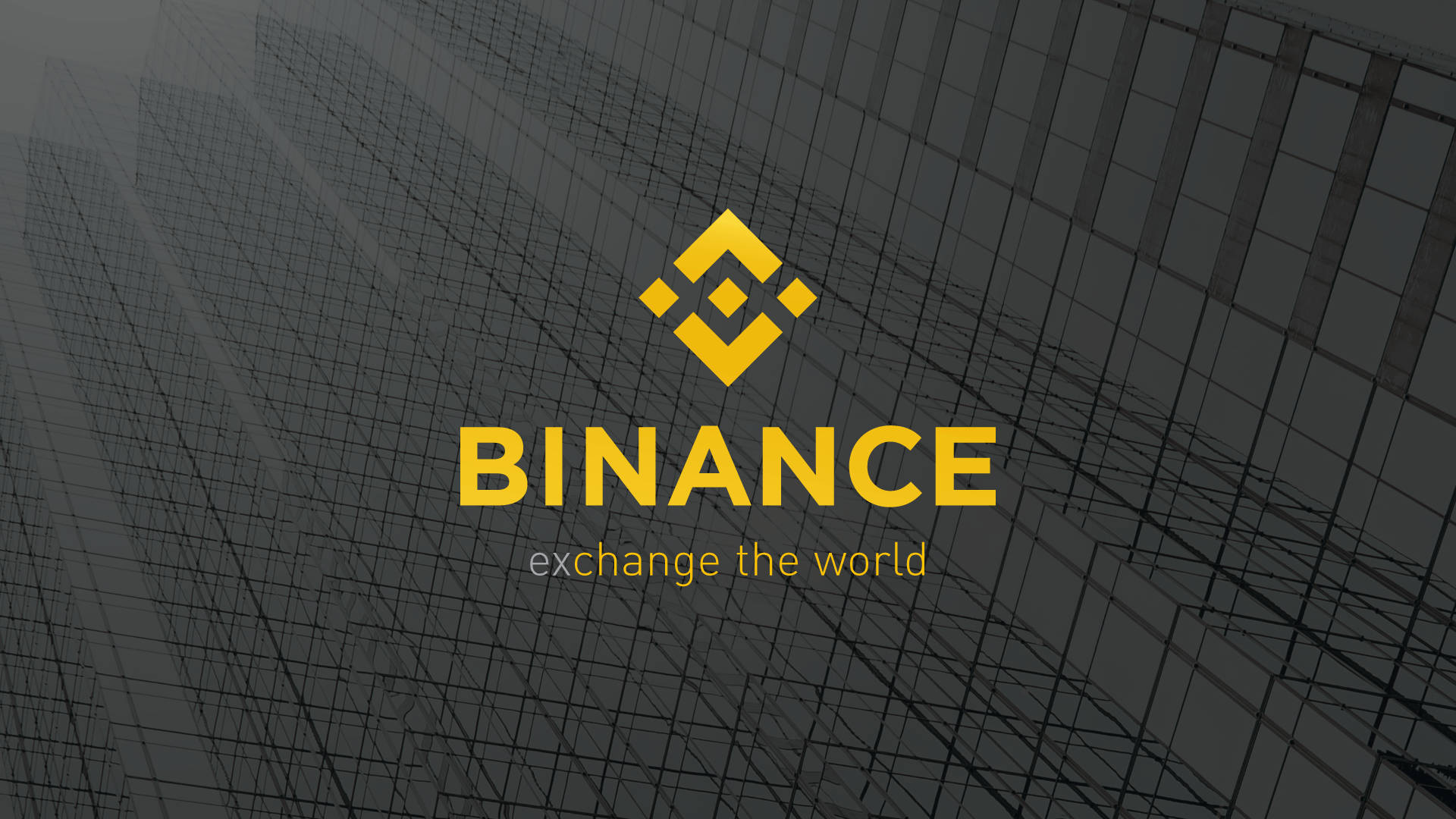 Binance, Binance logo, dark glass skyscraper, Full HD Desktop Wallpaper