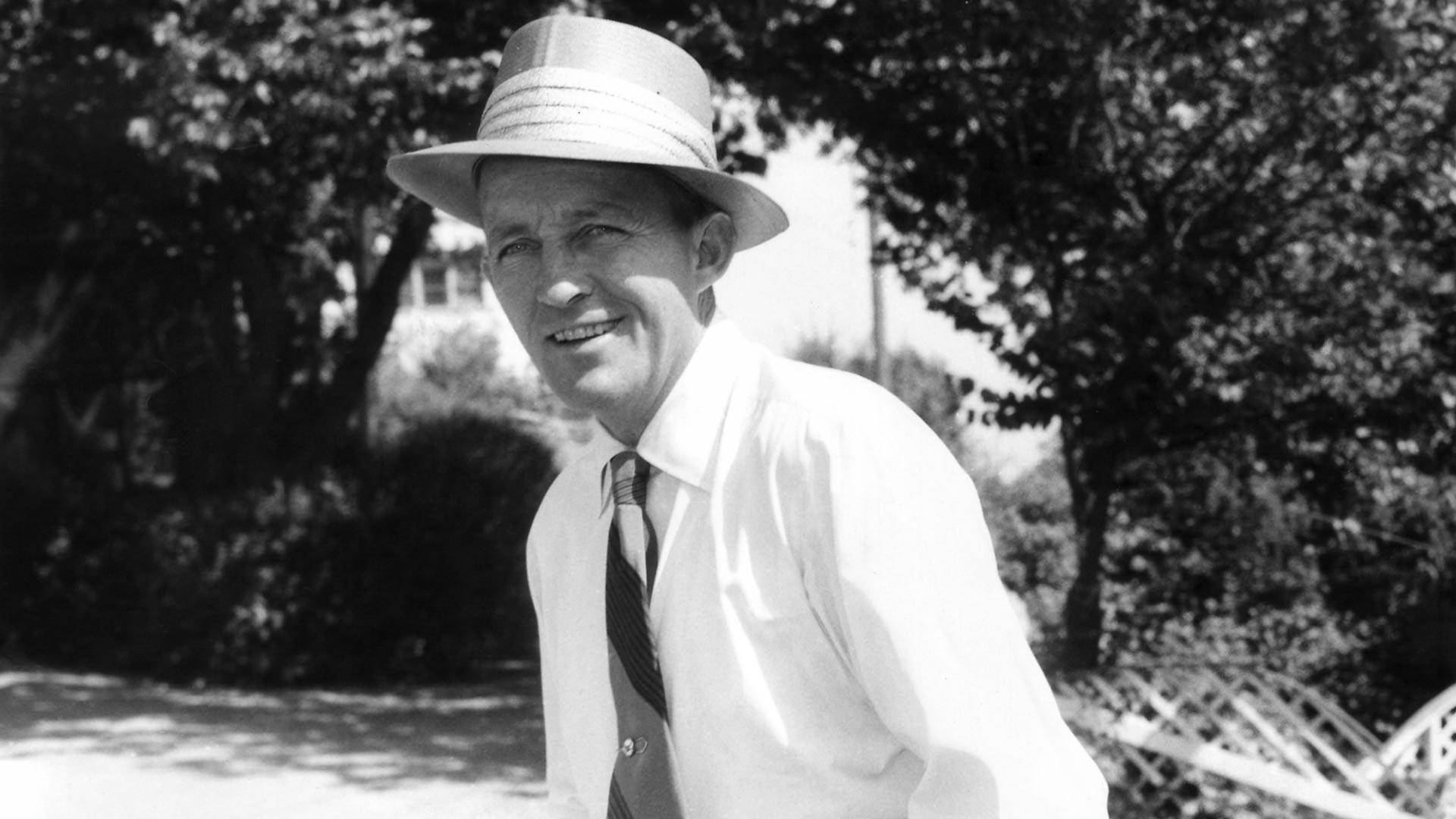 Bing Crosby, straw hat, white shirt, Full HD Desktop Wallpaper