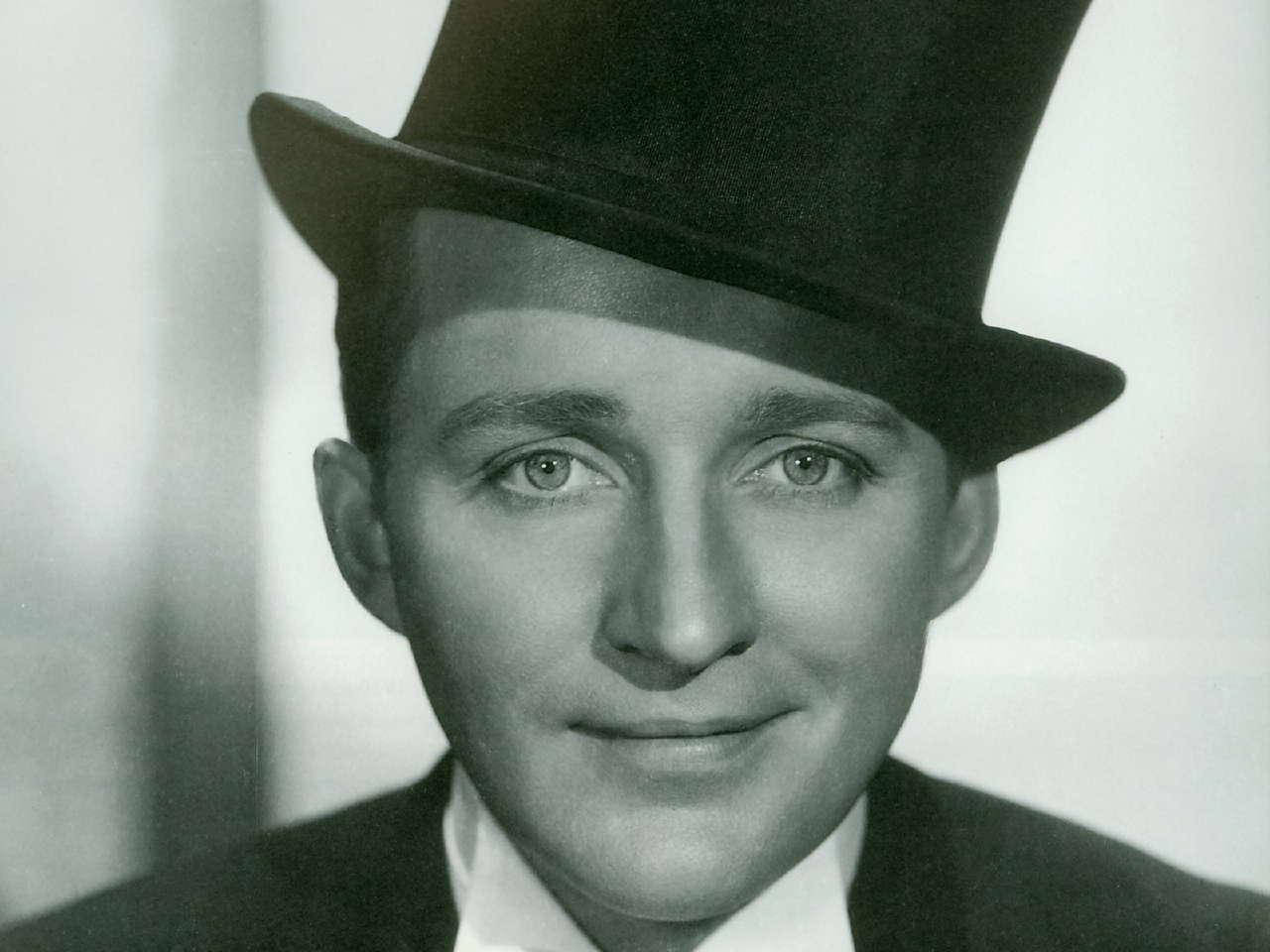 Bing Crosby, top hat, black and white portrait, HD Desktop Wallpaper