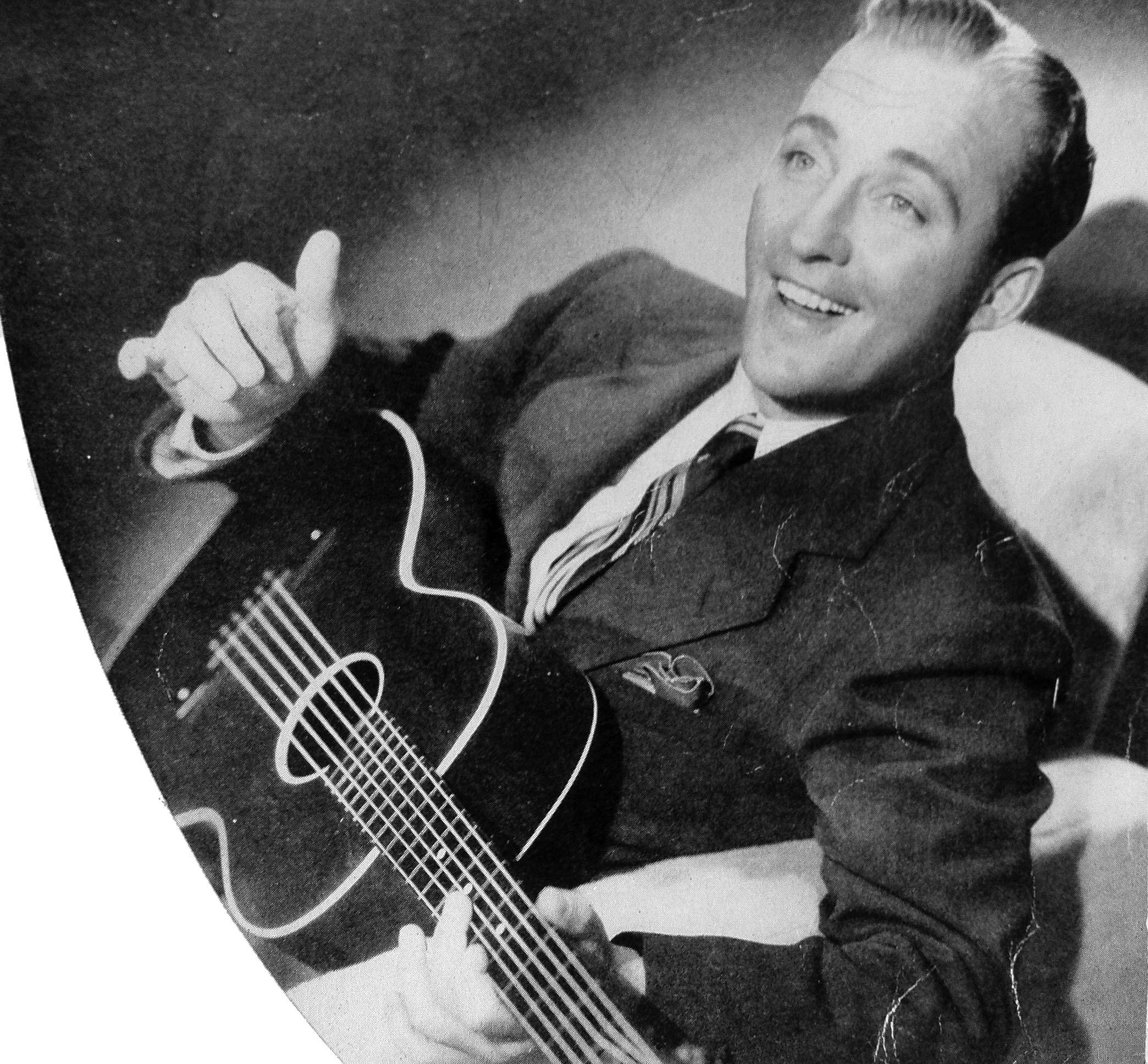 Bing Crosby, acoustic guitar, suit, Full HD Desktop Wallpaper