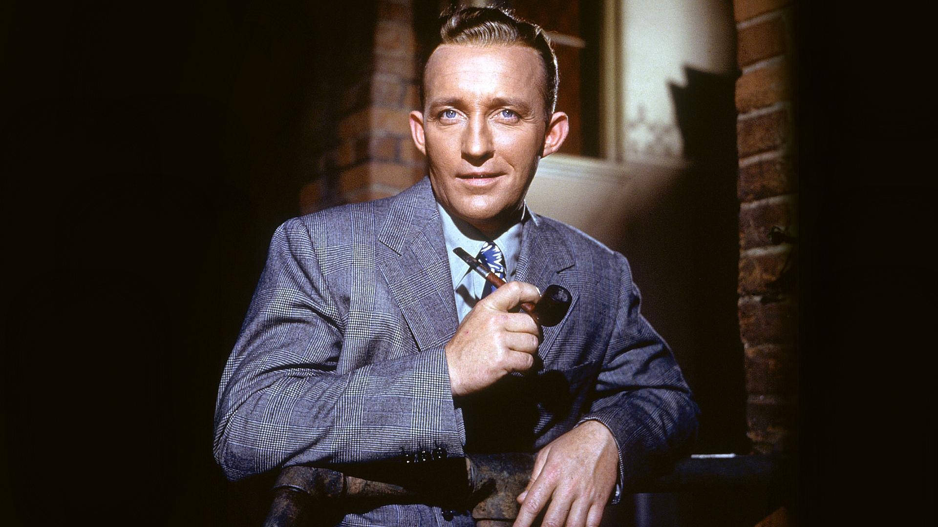 Bing Crosby, tobacco pipe, checkered suit, Full HD Desktop Wallpaper