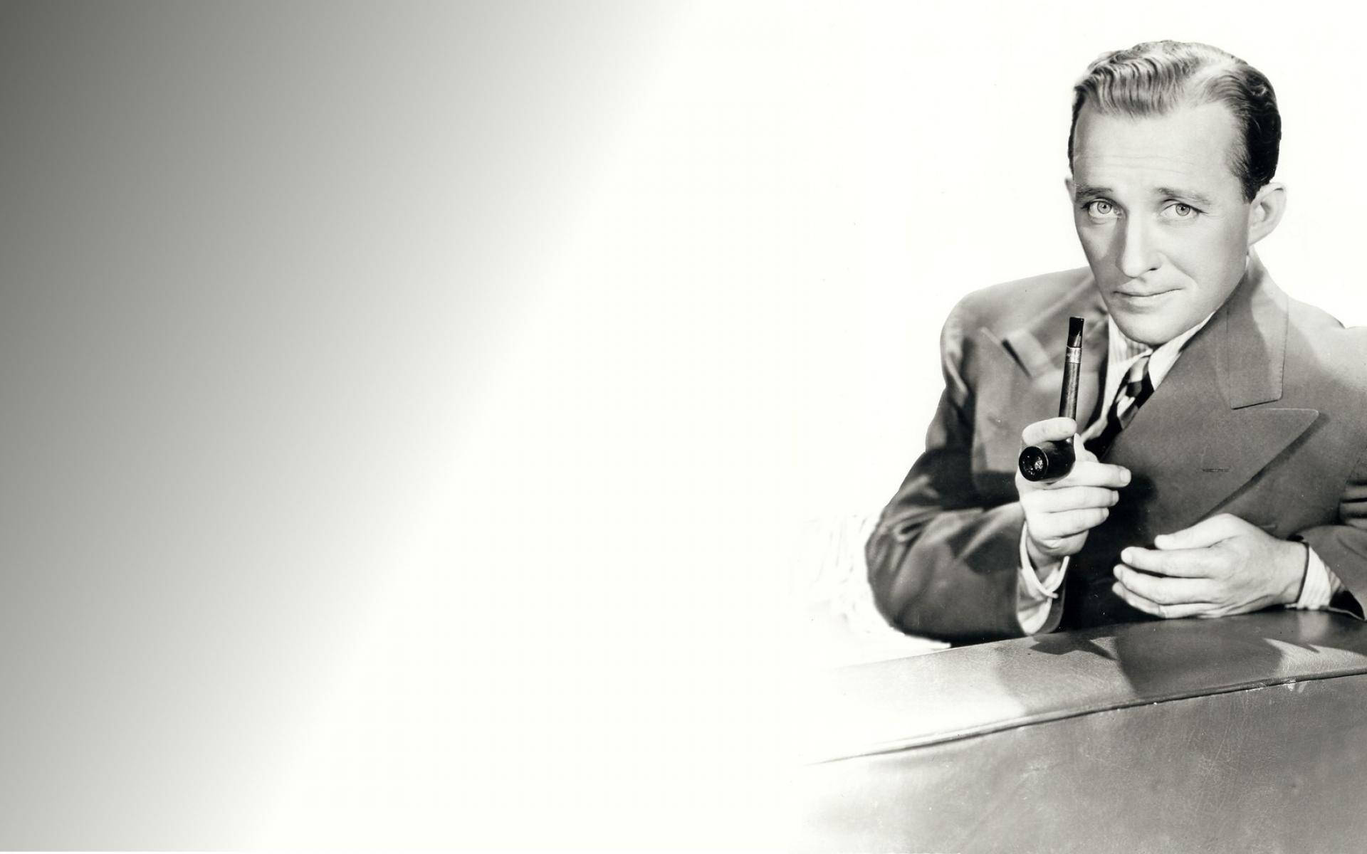 Bing Crosby, tobacco pipe, suit, Full HD Desktop Wallpaper