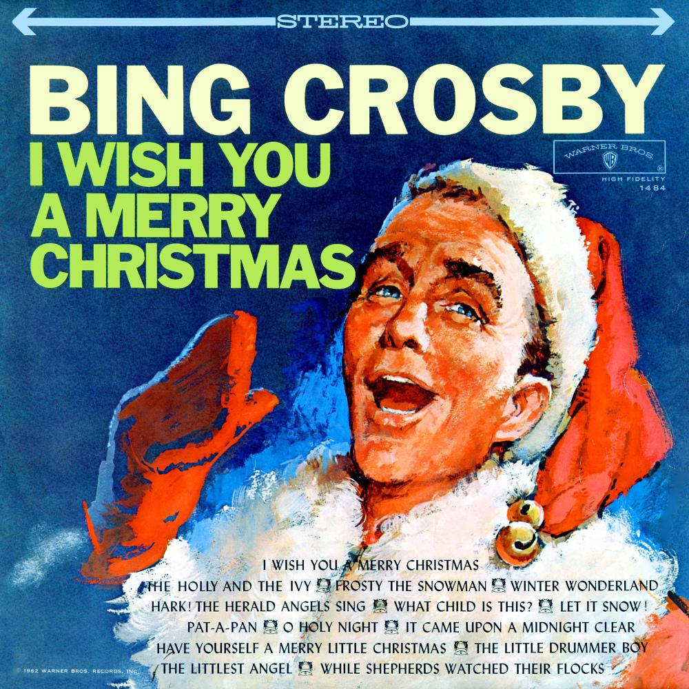 Bing Crosby, Santa hat, vintage Christmas album cover, SD Desktop Wallpaper