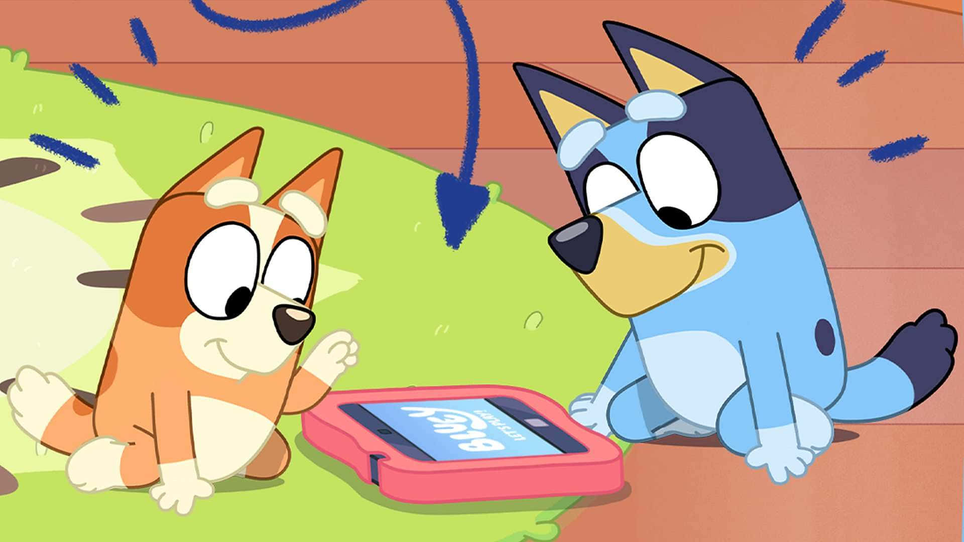 Bluey, Bingo, pink handheld game console, Full HD Desktop Wallpaper