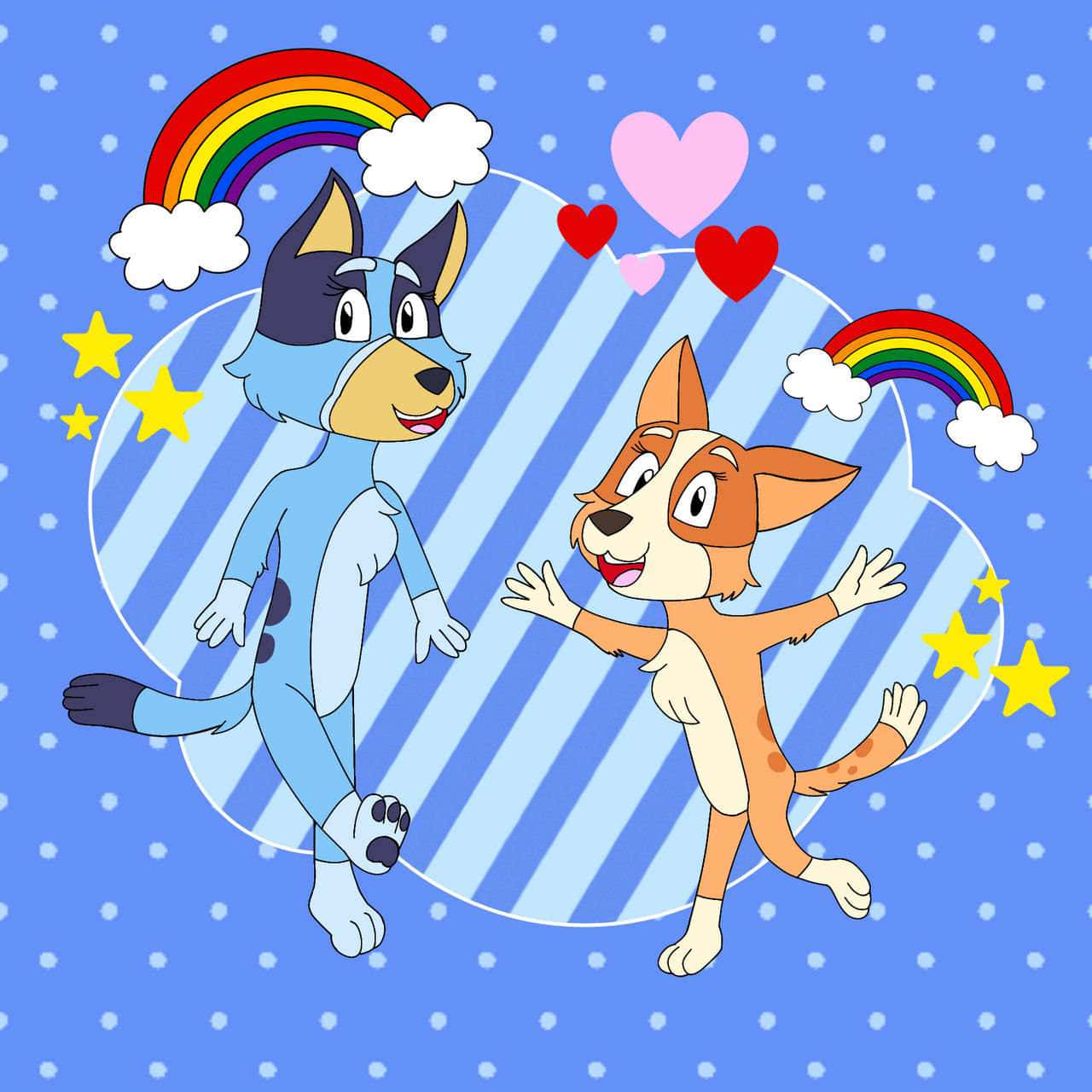 Bluey, Bingo, rainbow, HD Desktop Wallpaper