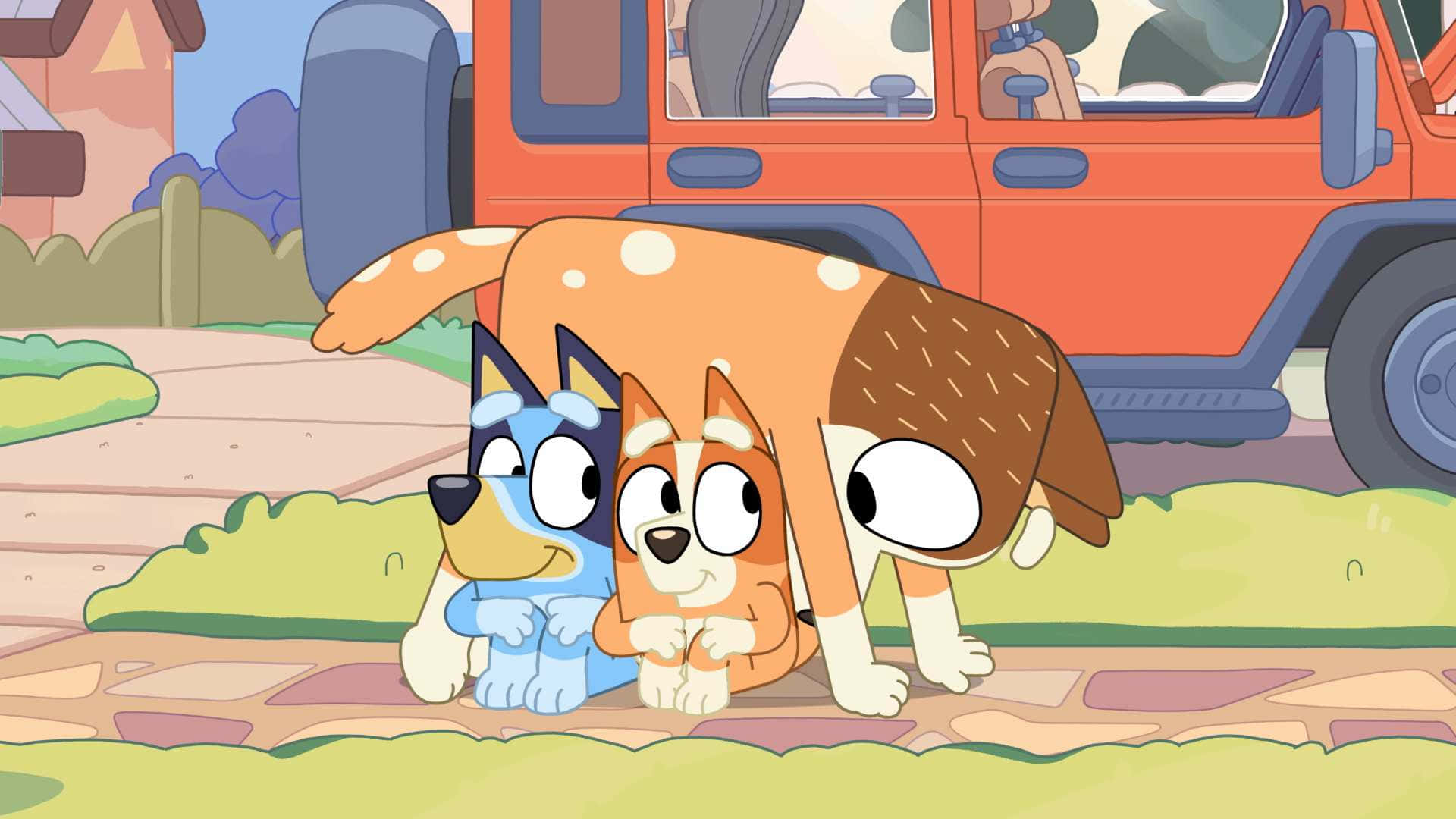 Bluey, Bingo, orange dog, Full HD Desktop Wallpaper