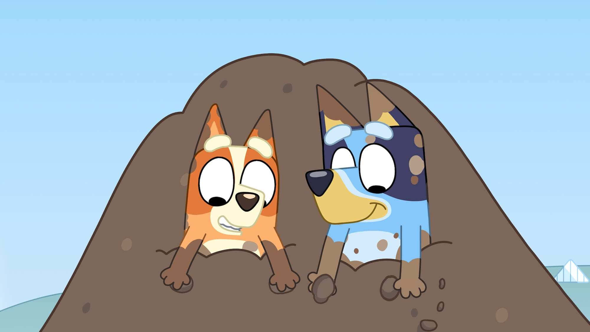 Bluey, Bingo, mud pile, Full HD Desktop Wallpaper