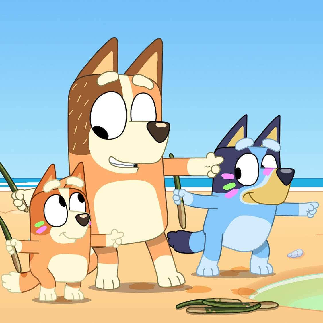 Bluey, Bingo, beach, SD Desktop Wallpaper