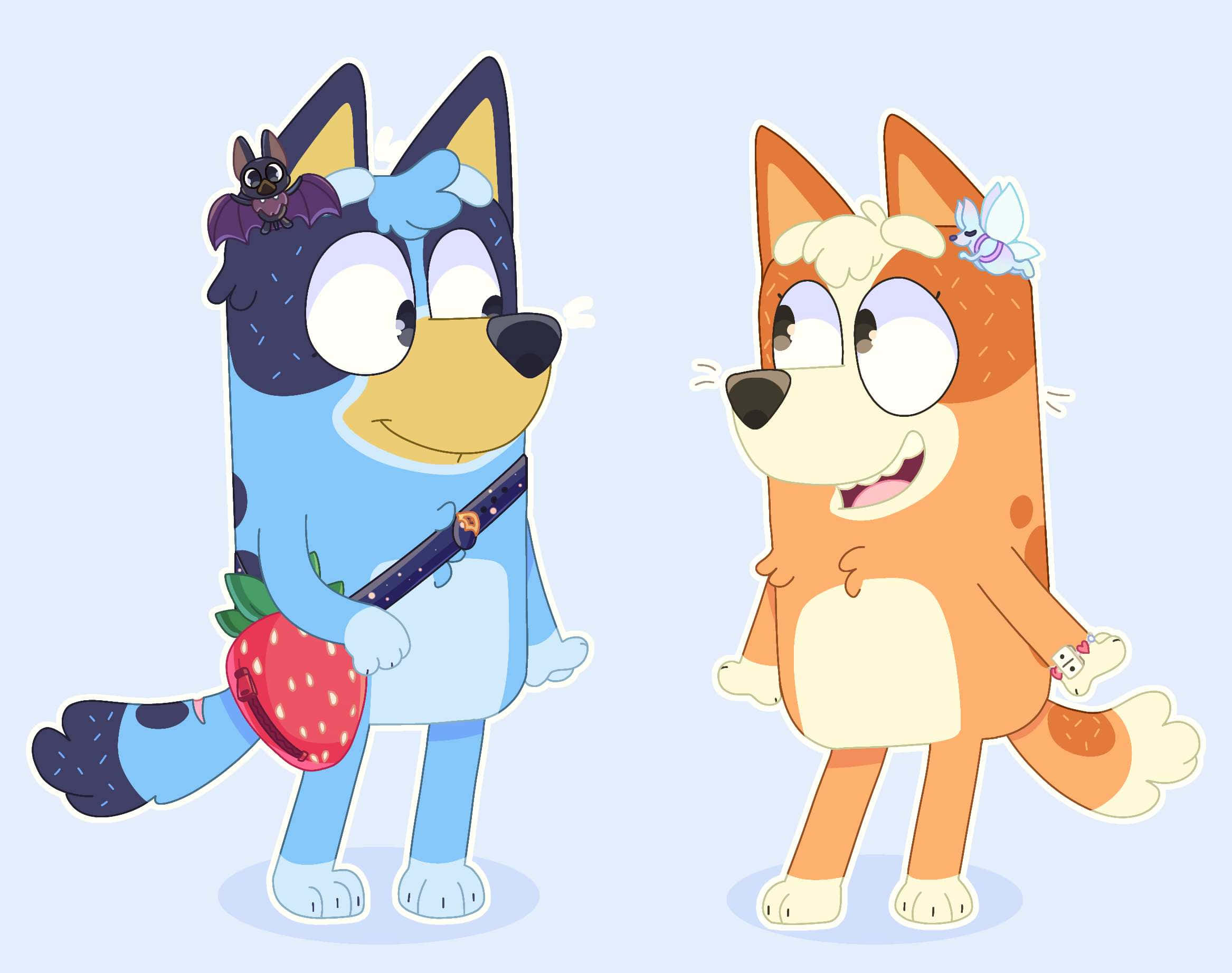Bluey, Bingo, cartoon dogs, Full HD Desktop Wallpaper