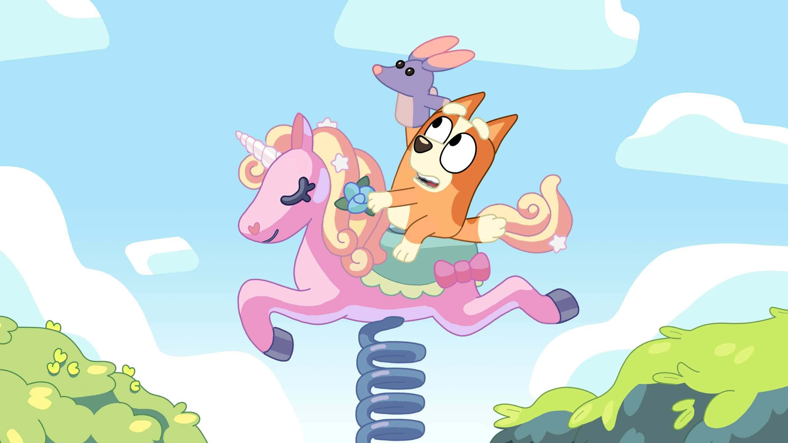 Bluey, Bingo, unicorn, 2K Desktop Wallpaper