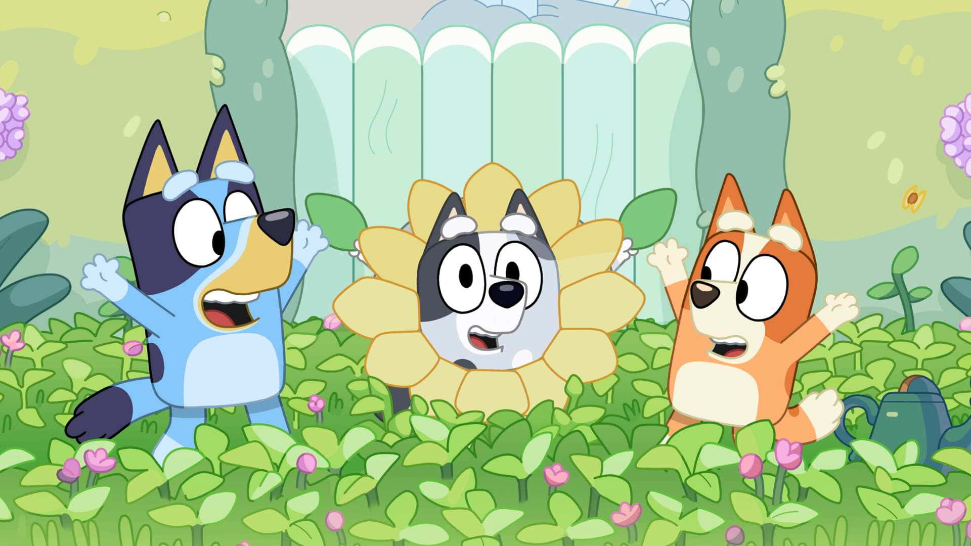 Bluey, Bingo, garden, Full HD Desktop Wallpaper