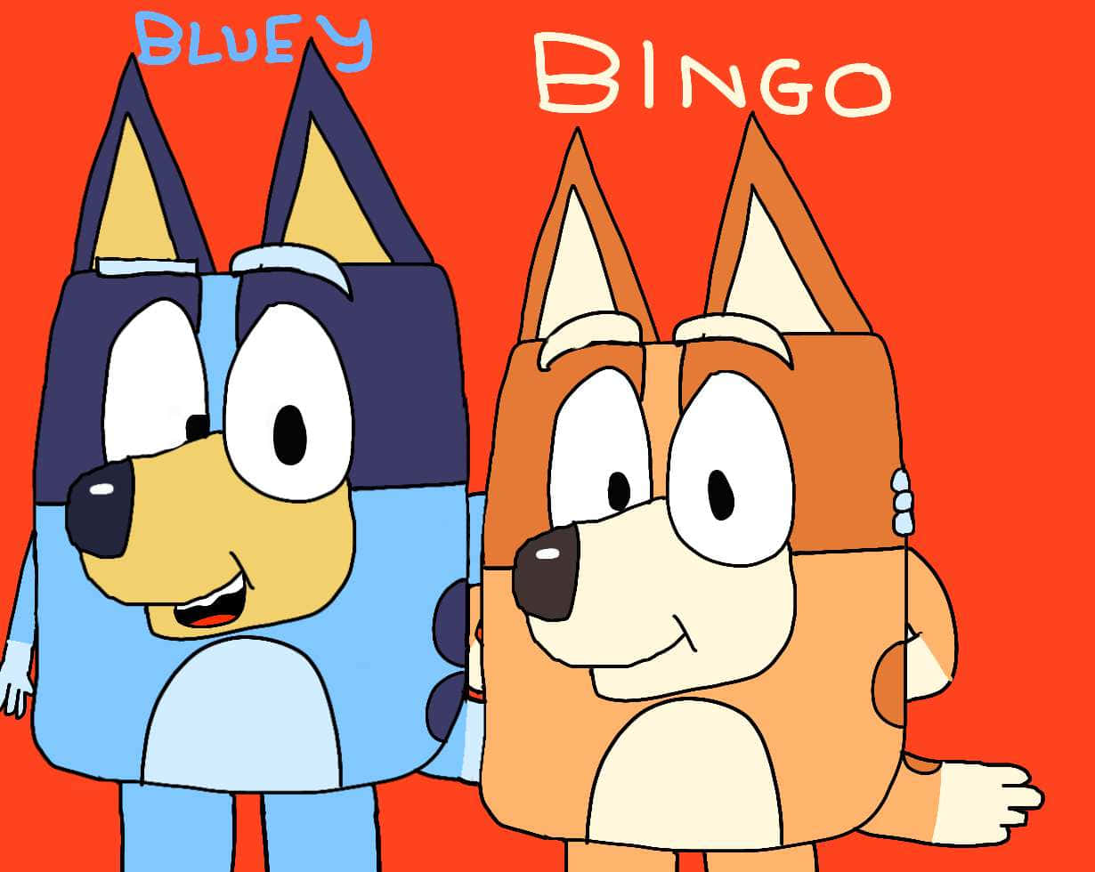 Bluey, Bingo, cartoon blue and brown dogs, SD Desktop Wallpaper