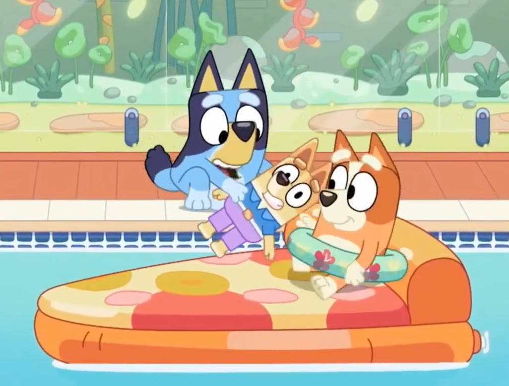 Bluey, Bingo, pool, SD Desktop Wallpaper