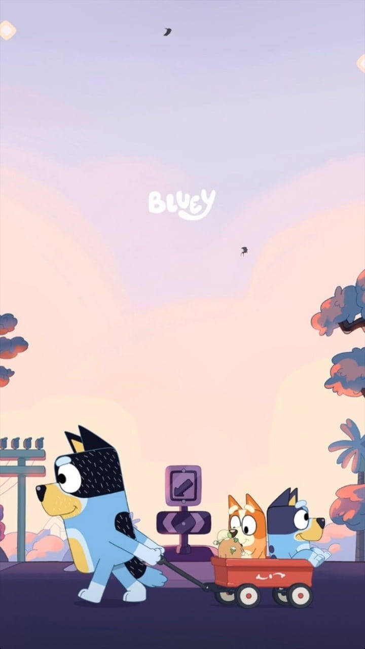 Bluey, Bingo, pull-along cart, HD Phone Wallpaper