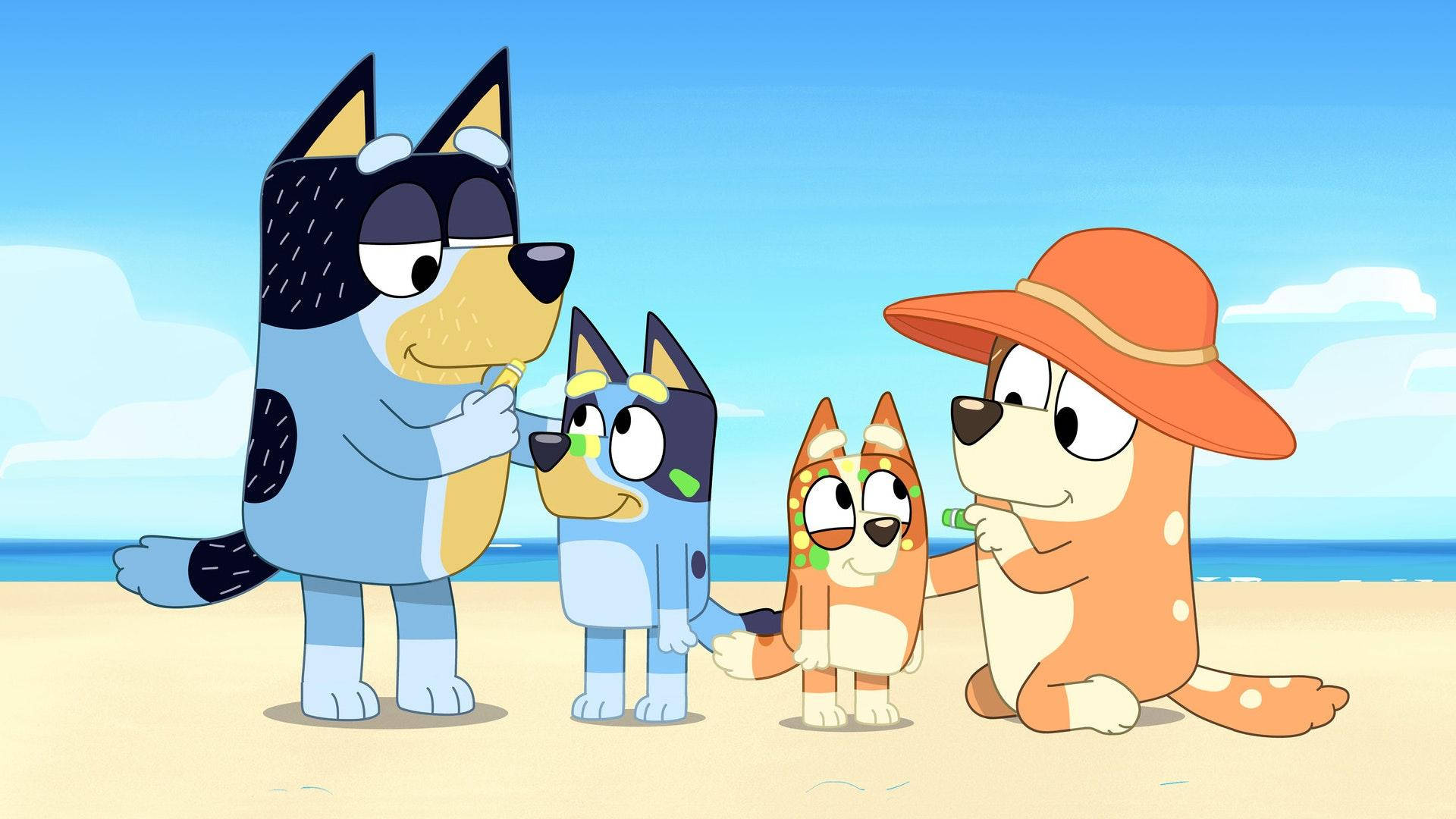 Bluey, Bingo, sunscreen, Full HD Desktop Wallpaper