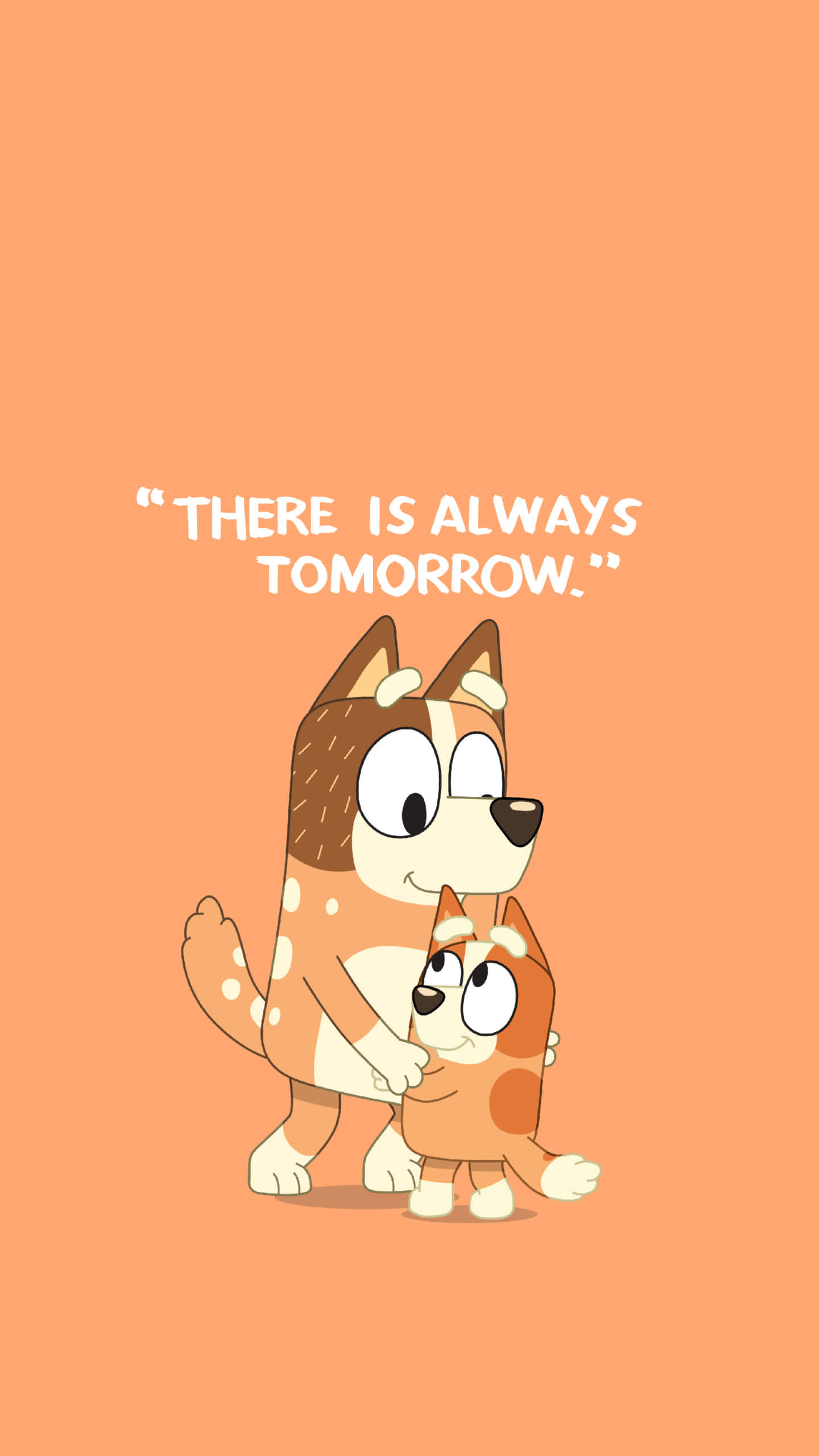 Bluey, Bingo, peach background, 2K Phone Wallpaper