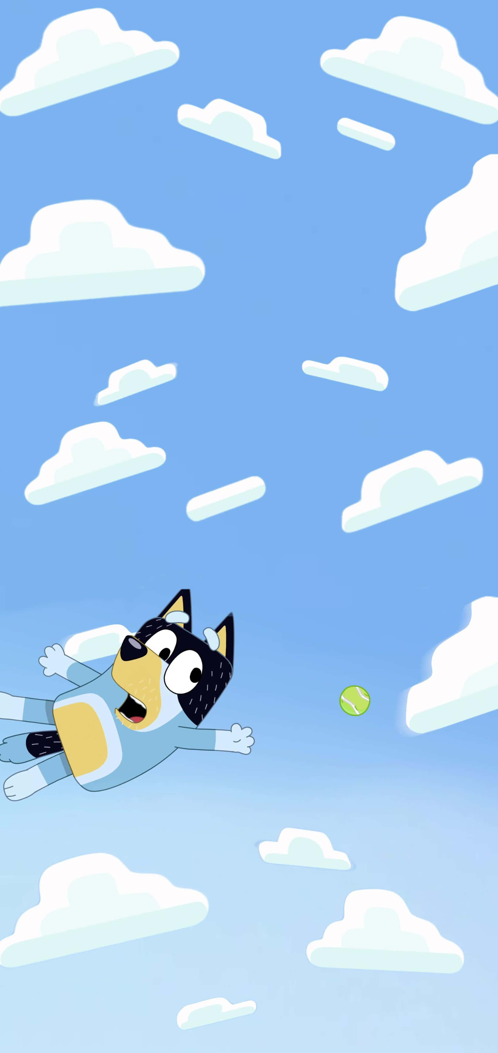 Bluey, blue dog, bright sky, 2K Phone Wallpaper