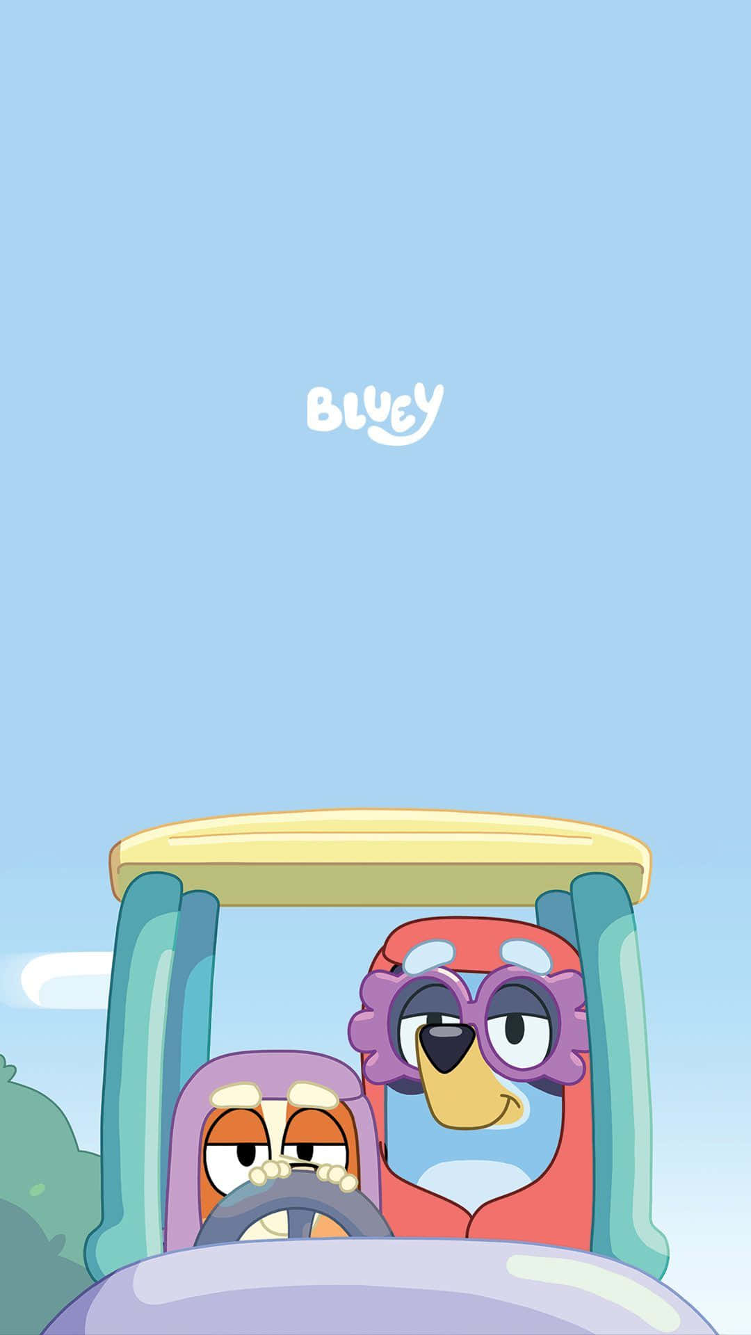 Bluey, Bingo, golf cart, Full HD Phone Wallpaper
