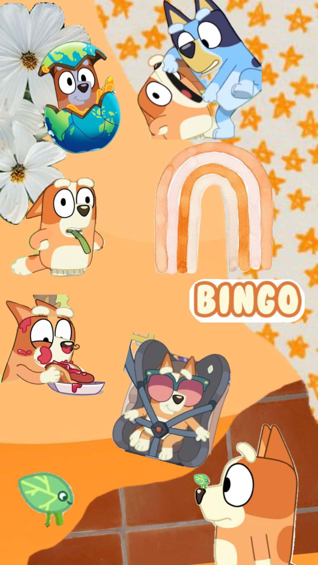 Bluey, Bingo, orange aesthetic, Full HD Phone Wallpaper