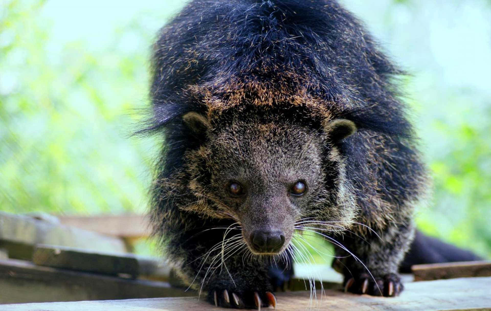 binturong, shaggy dark fur, long whiskers, Full HD Desktop Wallpaper
