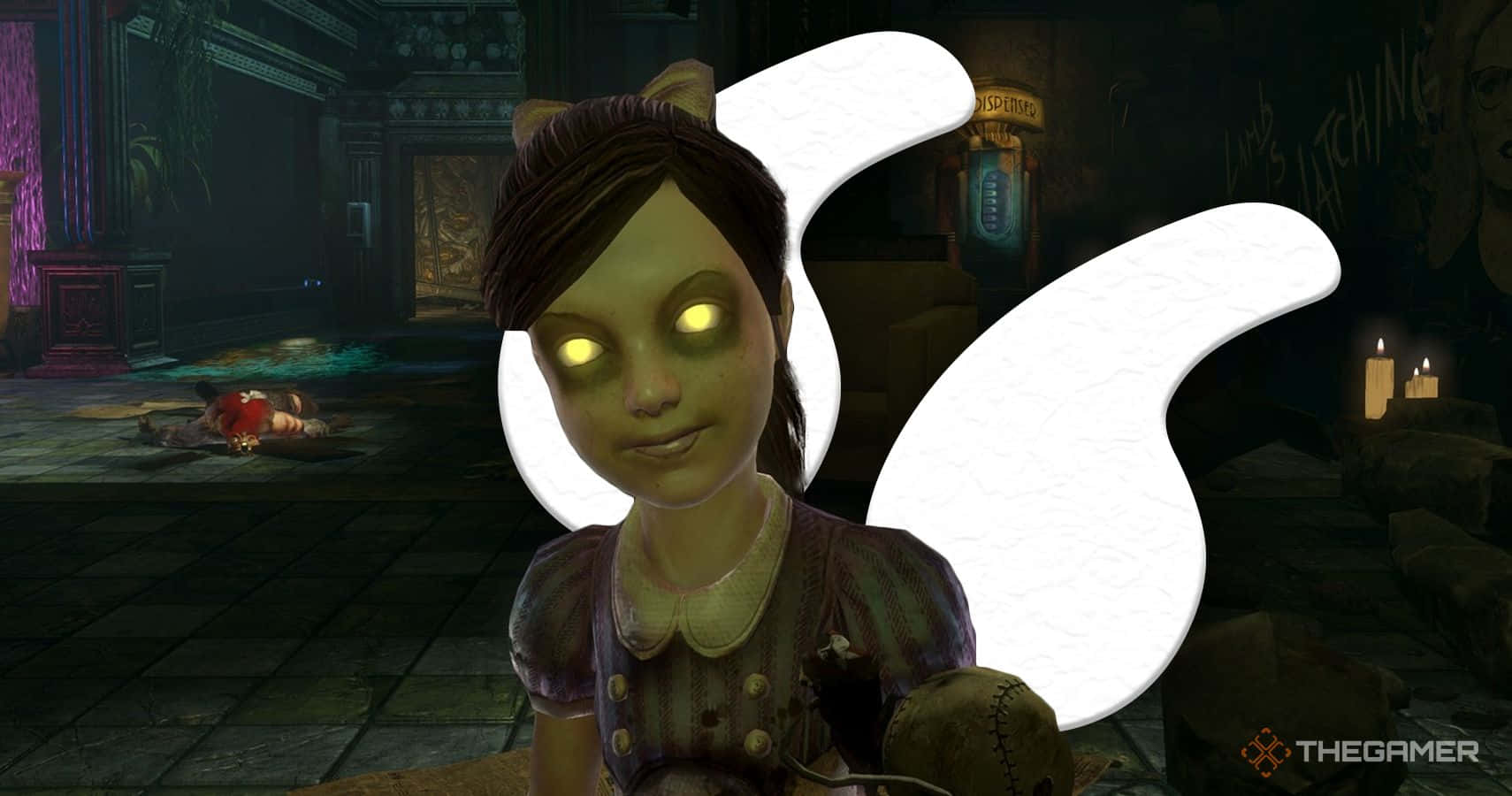 BioShock, ghostly girl, glowing yellow eyes, HD Desktop Wallpaper