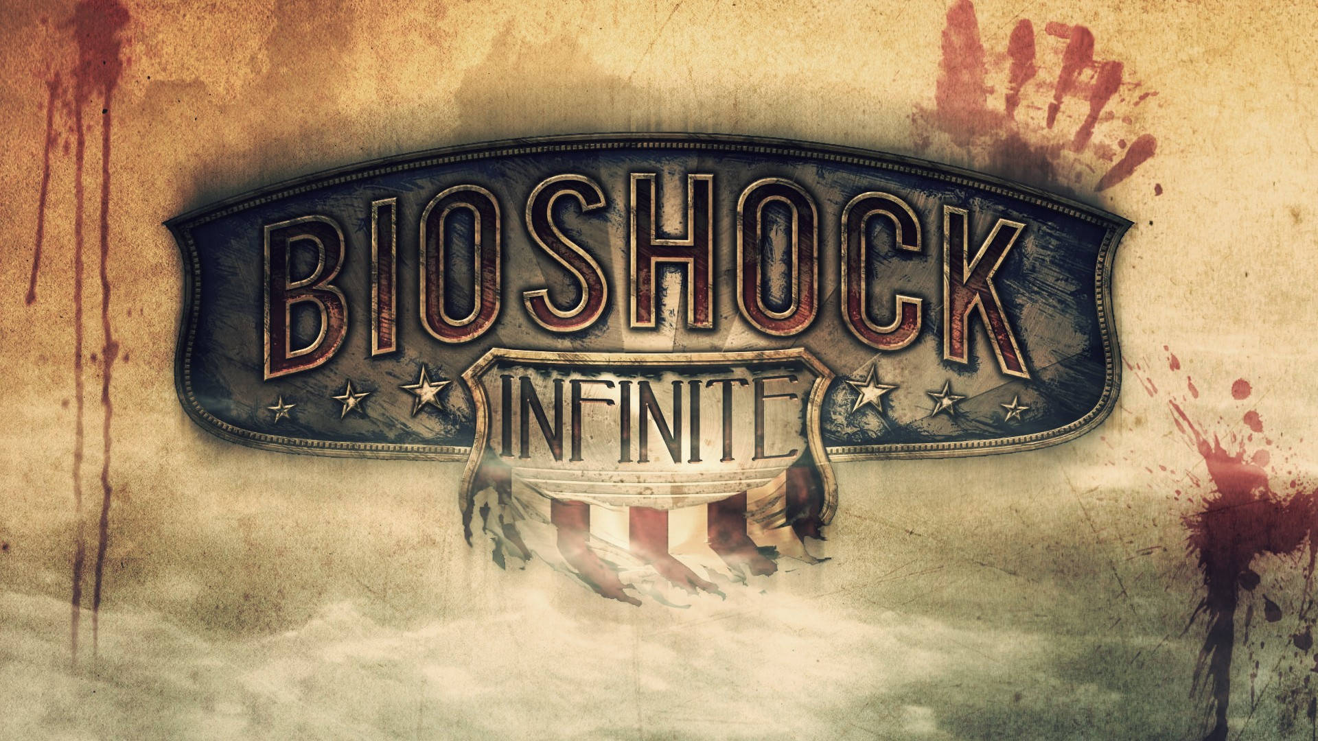Bioshock Infinite, bloody logo, tarnished brass, Full HD Desktop Wallpaper