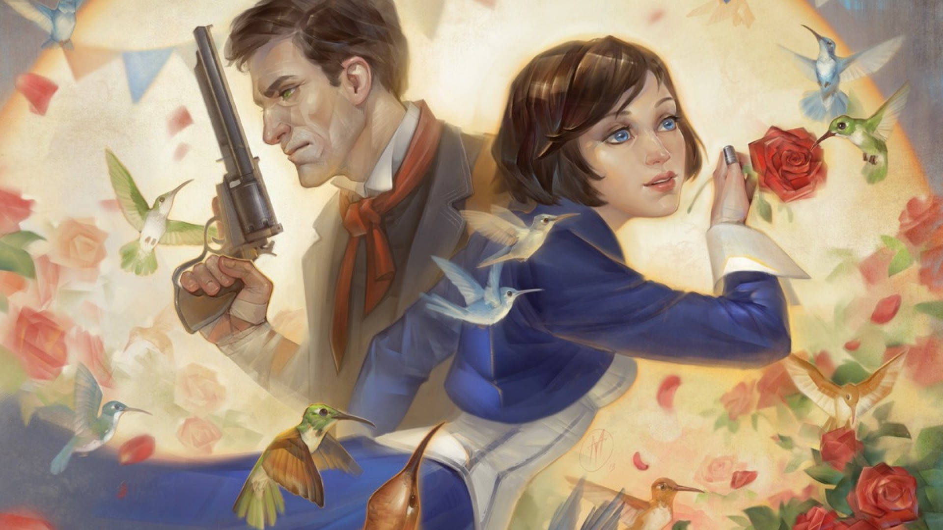 Bioshock Infinite, revolver, rose, Full HD Desktop Wallpaper